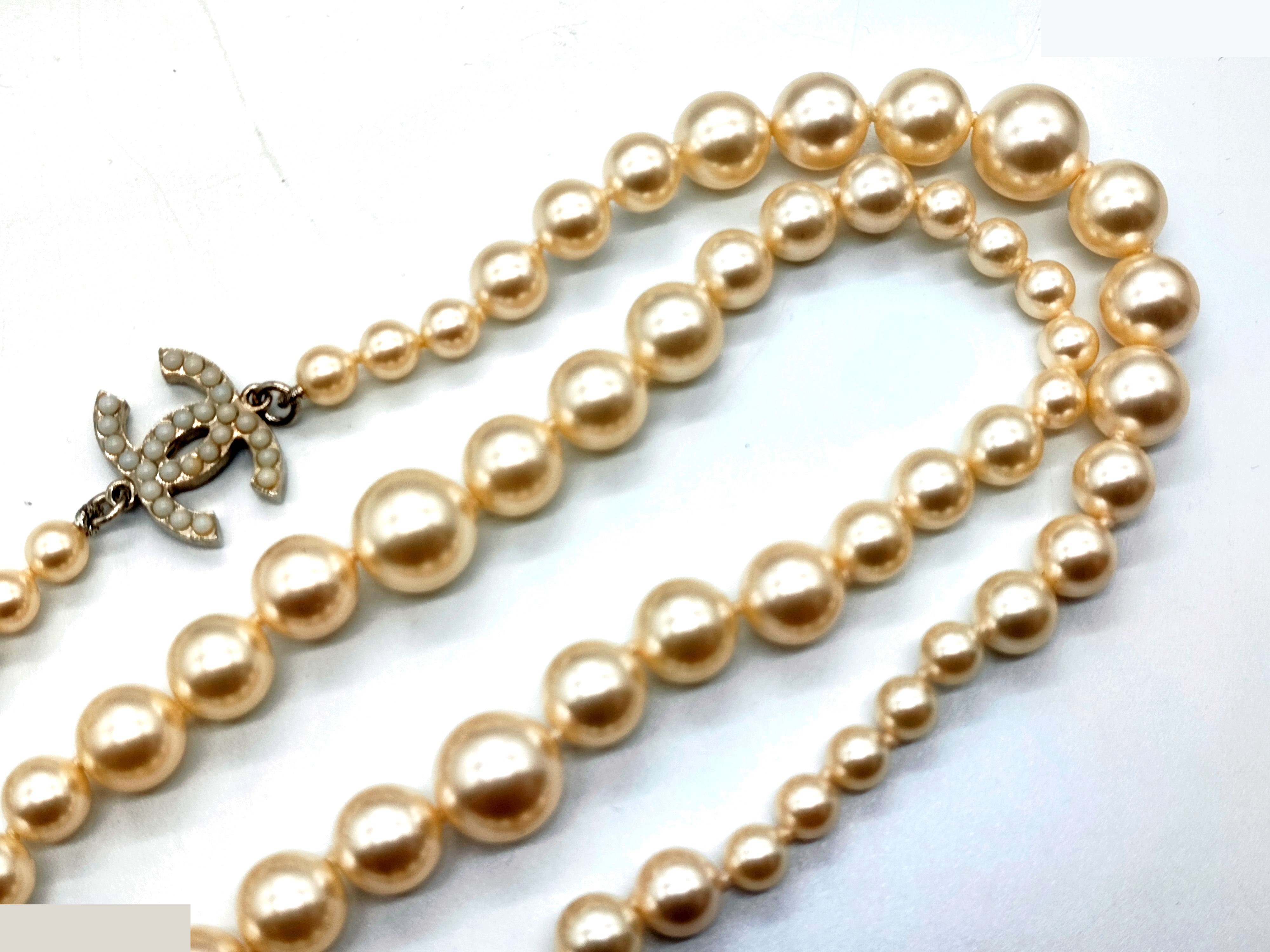 Coco Mark Pearl Necklace, A13V, Total Length Approx. 85cm — view 6