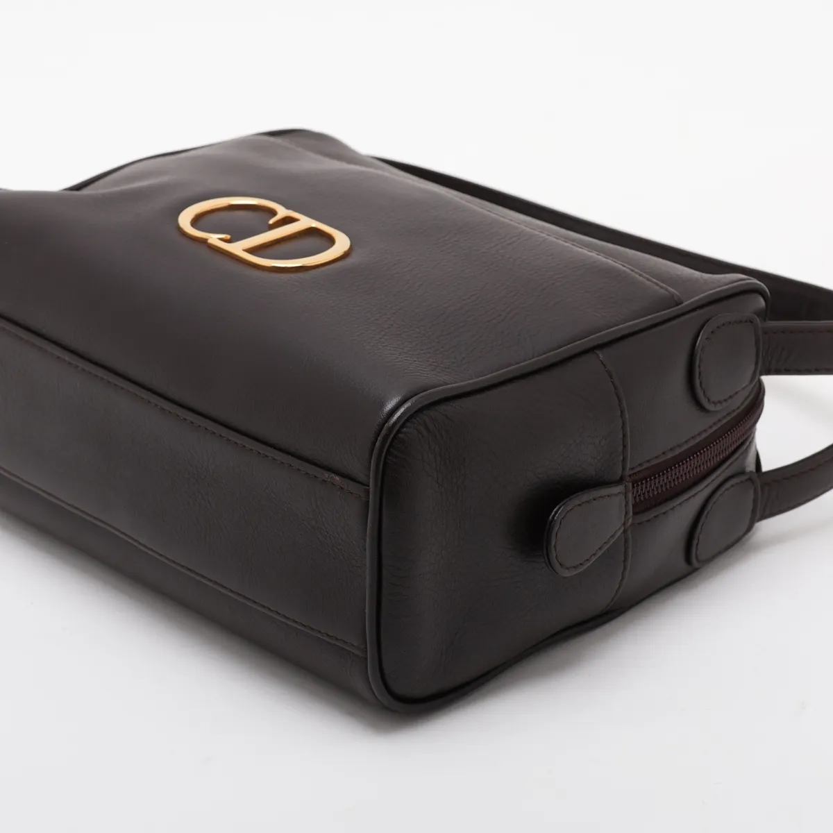 logo leather handbag, brown — view 3
