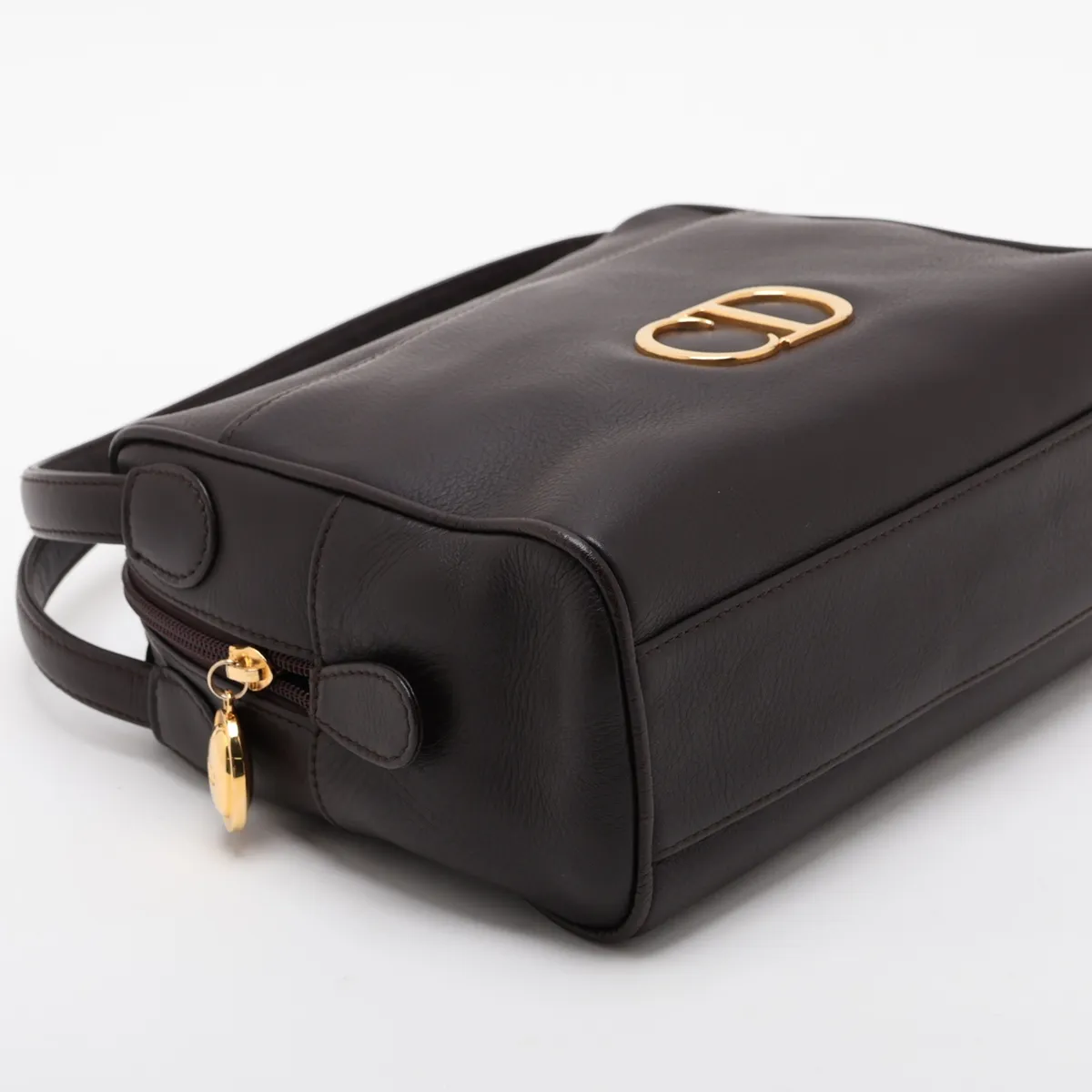 logo leather handbag, brown — view 4