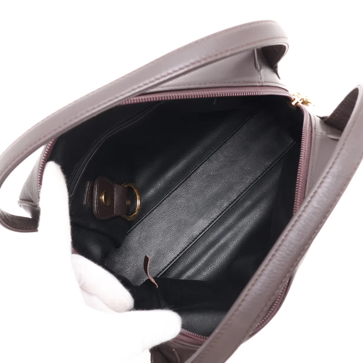 logo leather handbag, brown — view 7