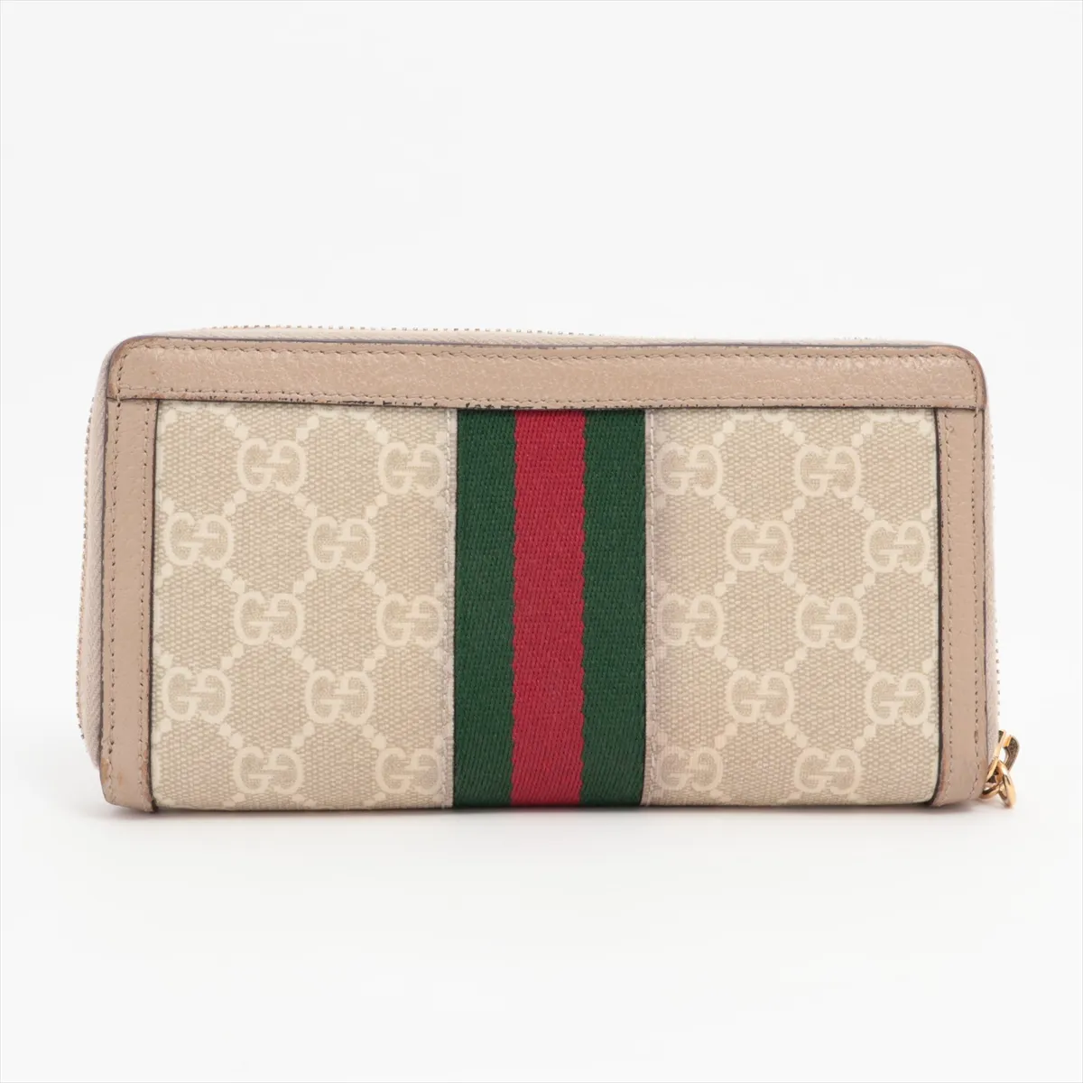 GG Supreme Offdia 523154 PVC x Leather Round Zip Wallet Ivory — view 2