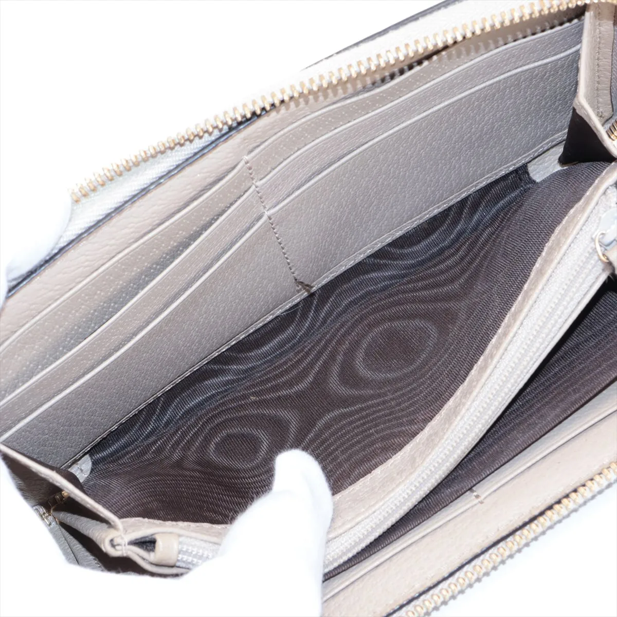GG Supreme Offdia 523154 PVC x Leather Round Zip Wallet Ivory — view 4