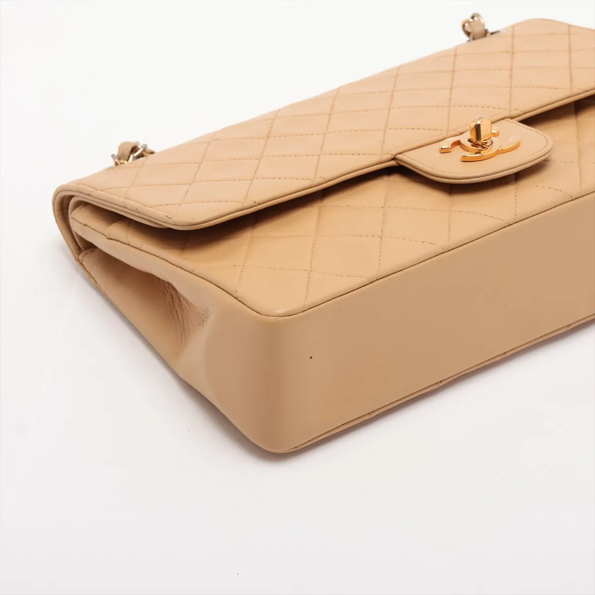 Matelassé 25 Leather Double Flap Double Chain Bag, Beige, Gold Hardware, 0706439, Serial Number 0-series, A01112 — view 4