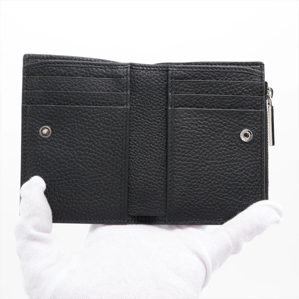 Logo 795292 Leather Compact Wallet Black — view 3