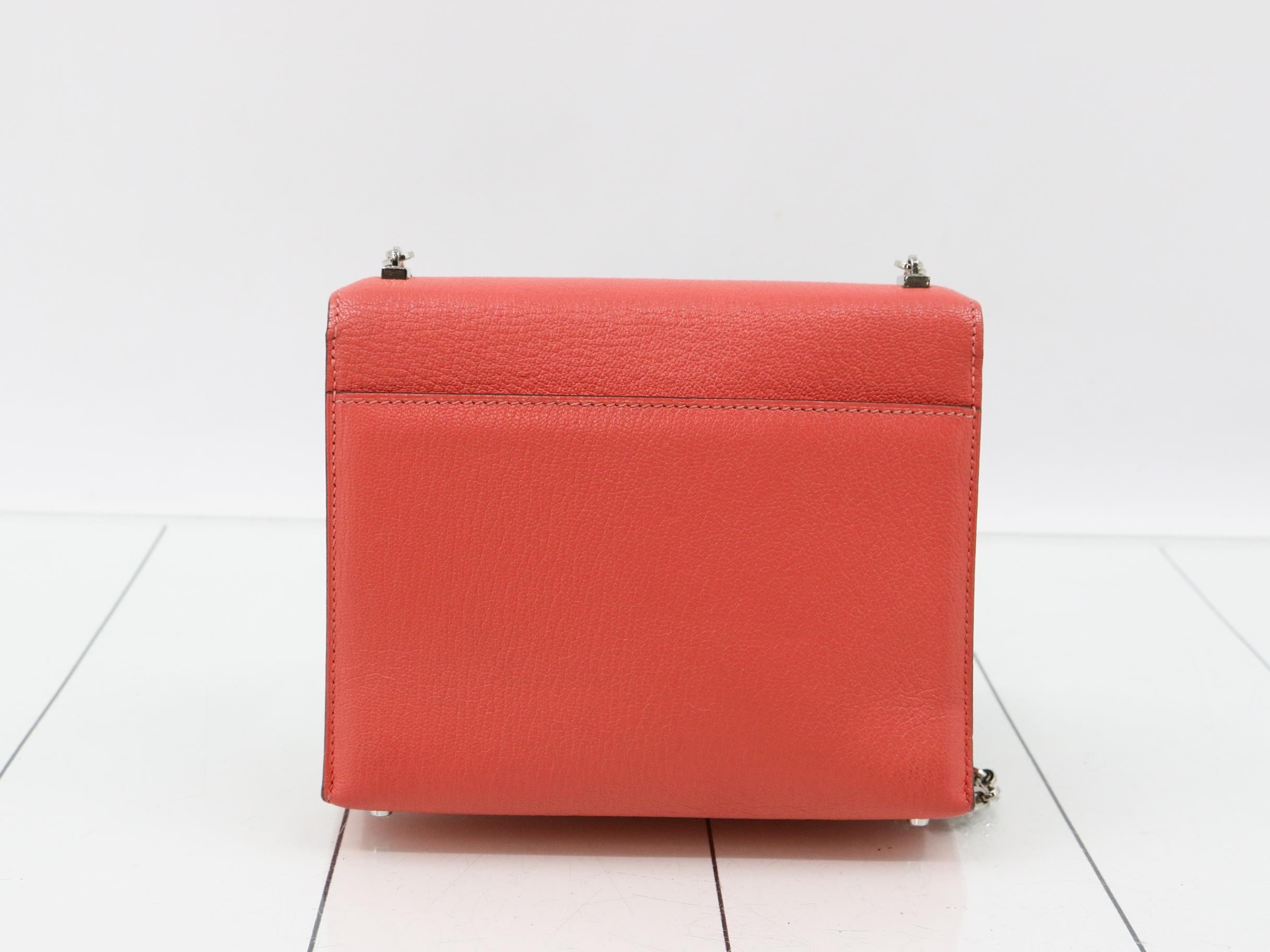 Veru Leather Chain Shoulder Bag, A Stamp, Pink — view 2