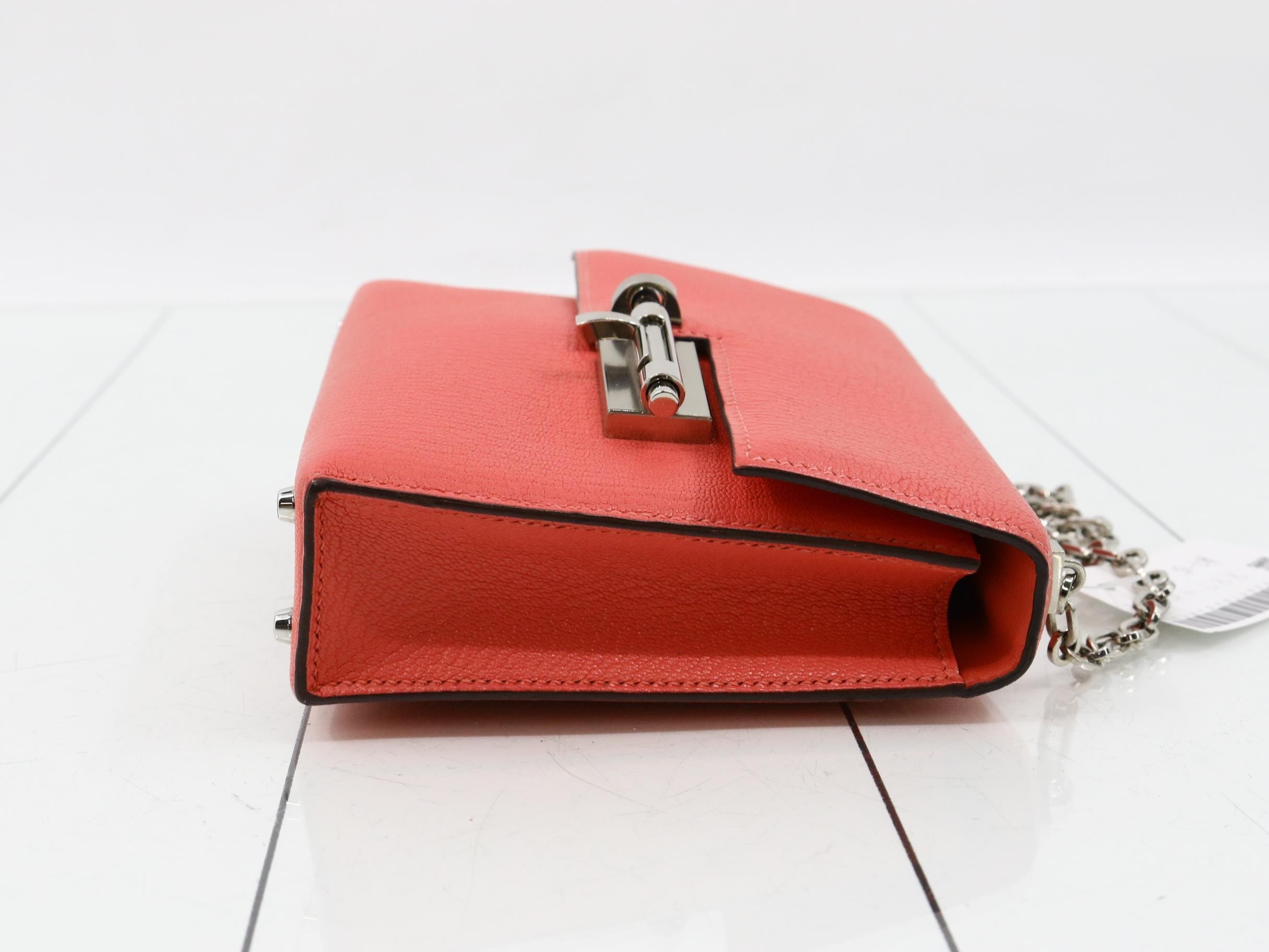 Veru Leather Chain Shoulder Bag, A Stamp, Pink — view 3