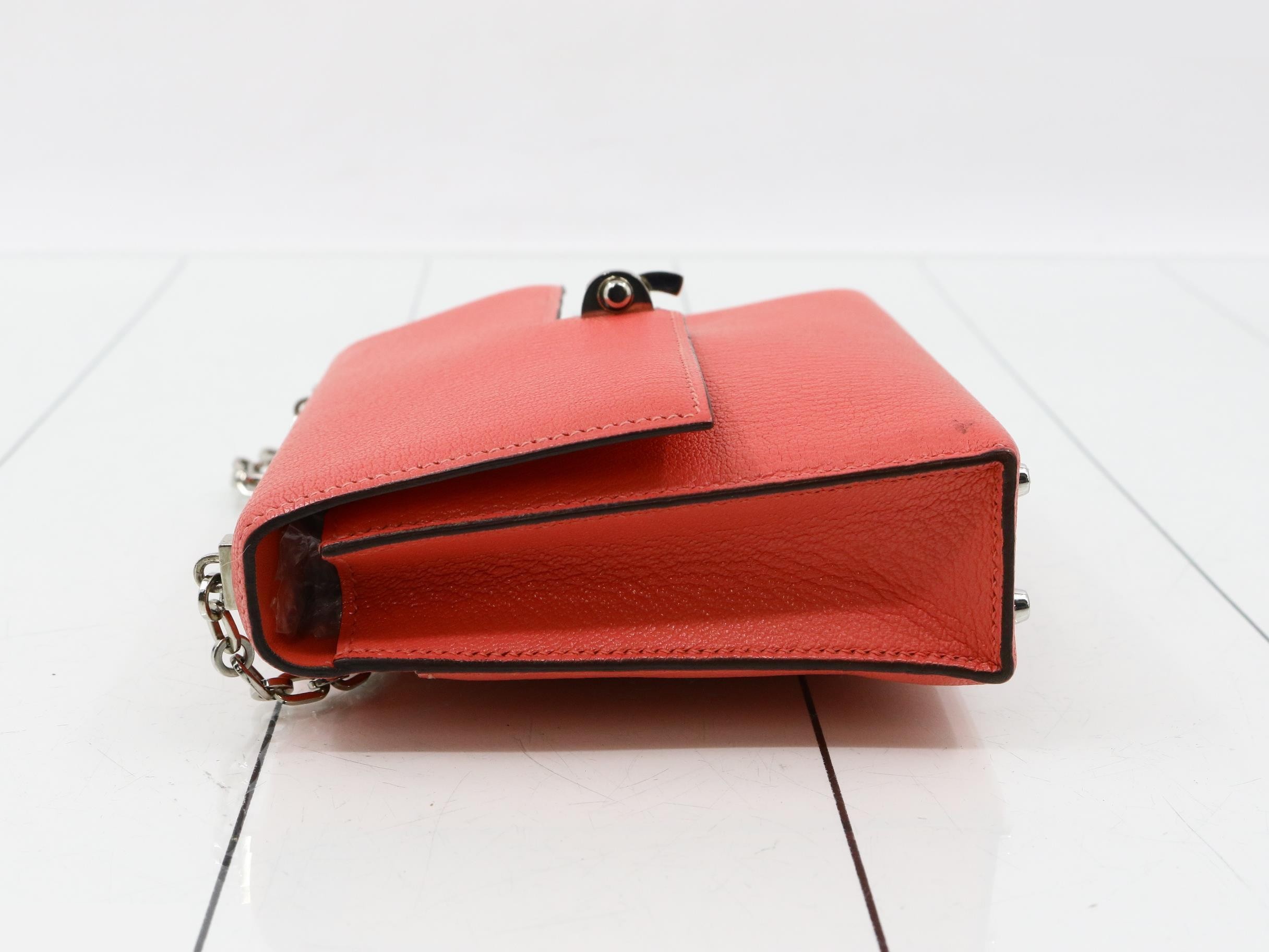 Veru Leather Chain Shoulder Bag, A Stamp, Pink — view 4