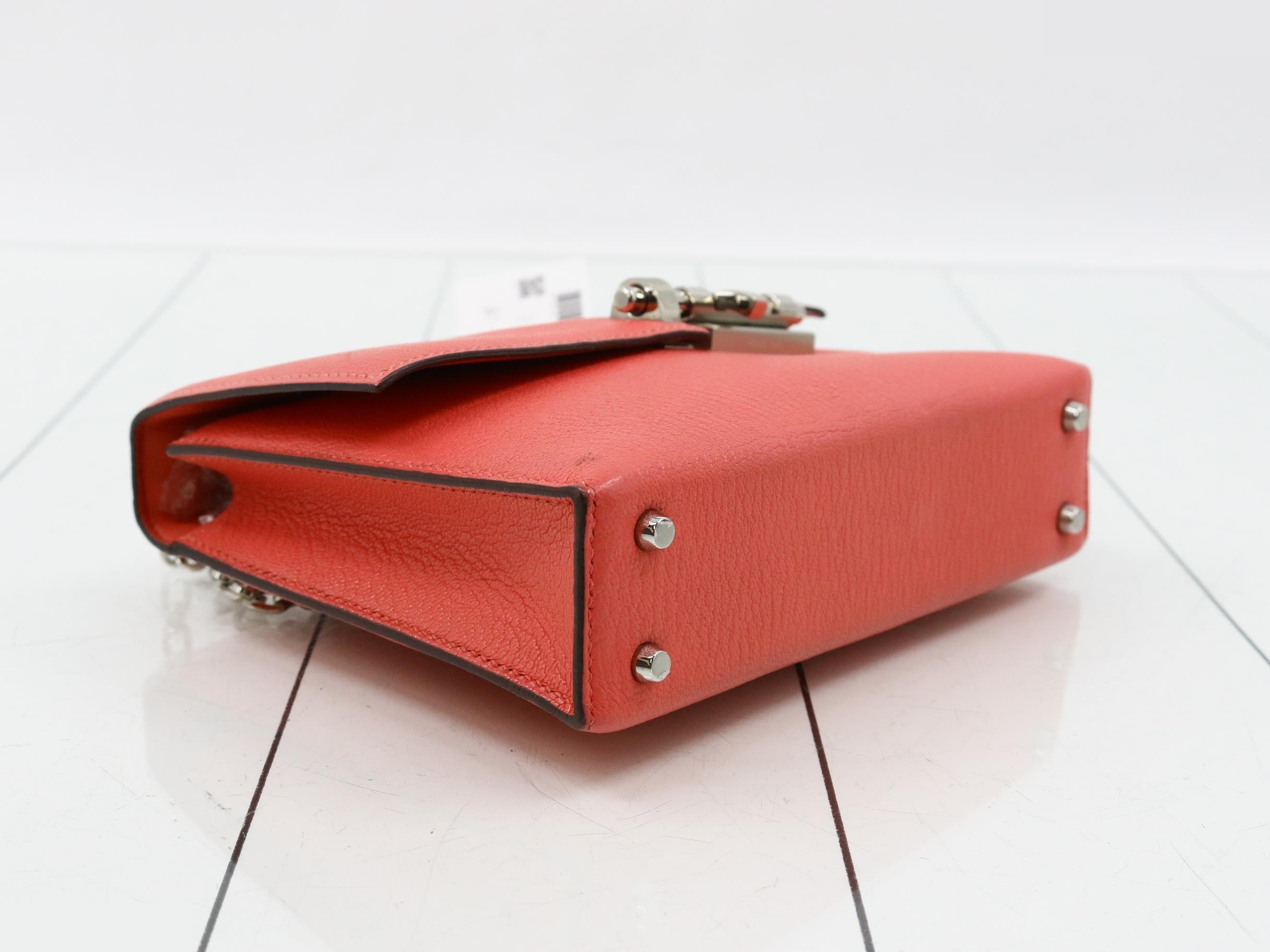 Veru Leather Chain Shoulder Bag, A Stamp, Pink — view 5