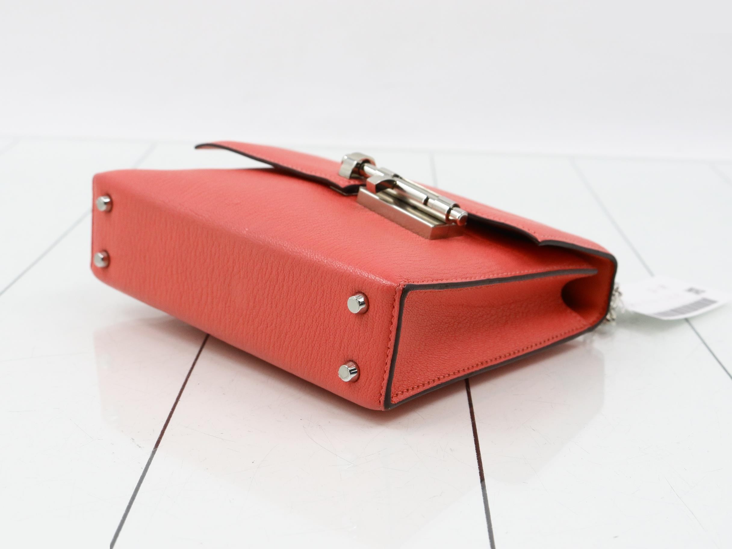 Veru Leather Chain Shoulder Bag, A Stamp, Pink — view 6