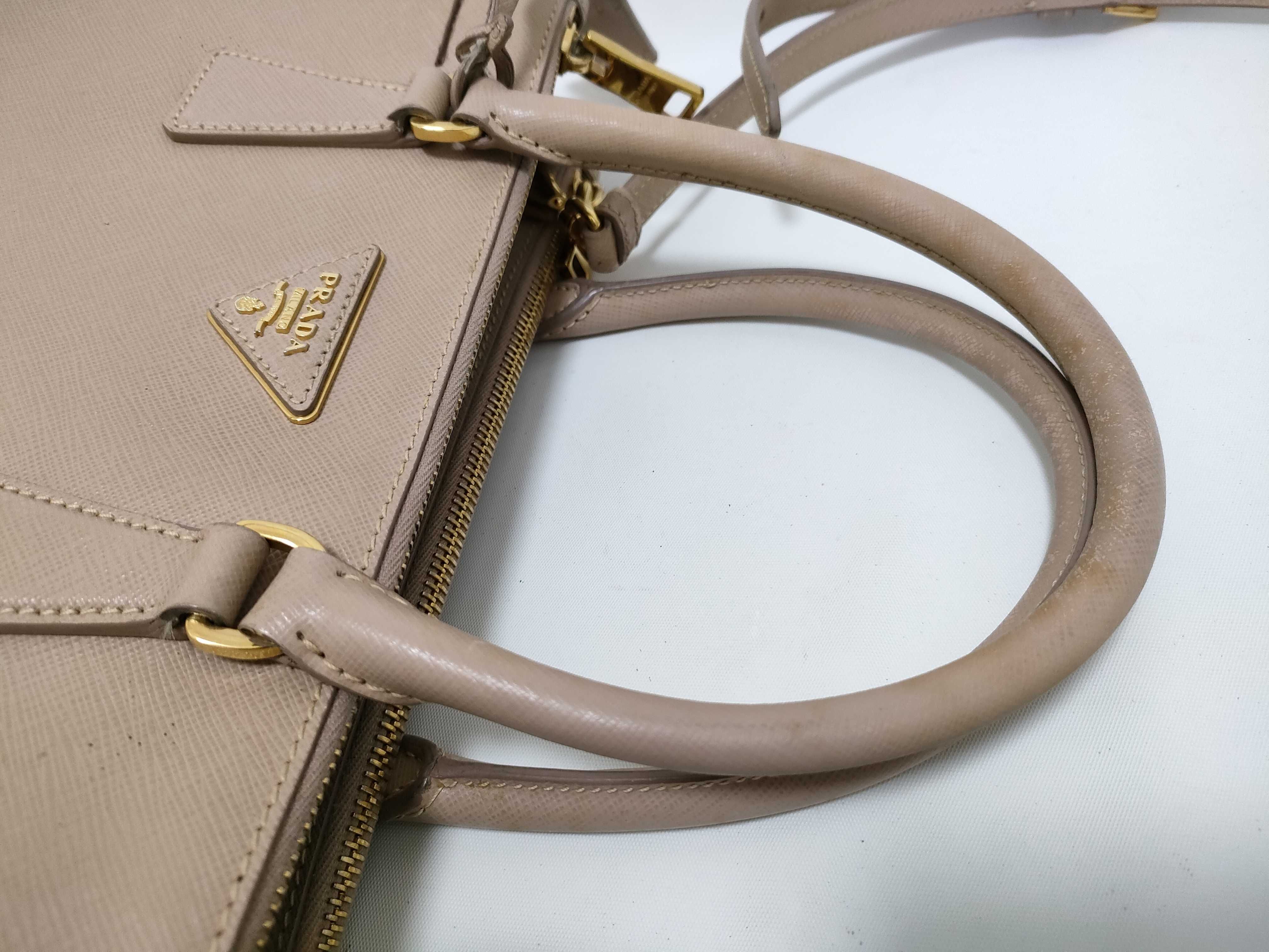 Saffiano Lux Leather 2-Way Handbag Beige 1BA863 Handbag — view 3