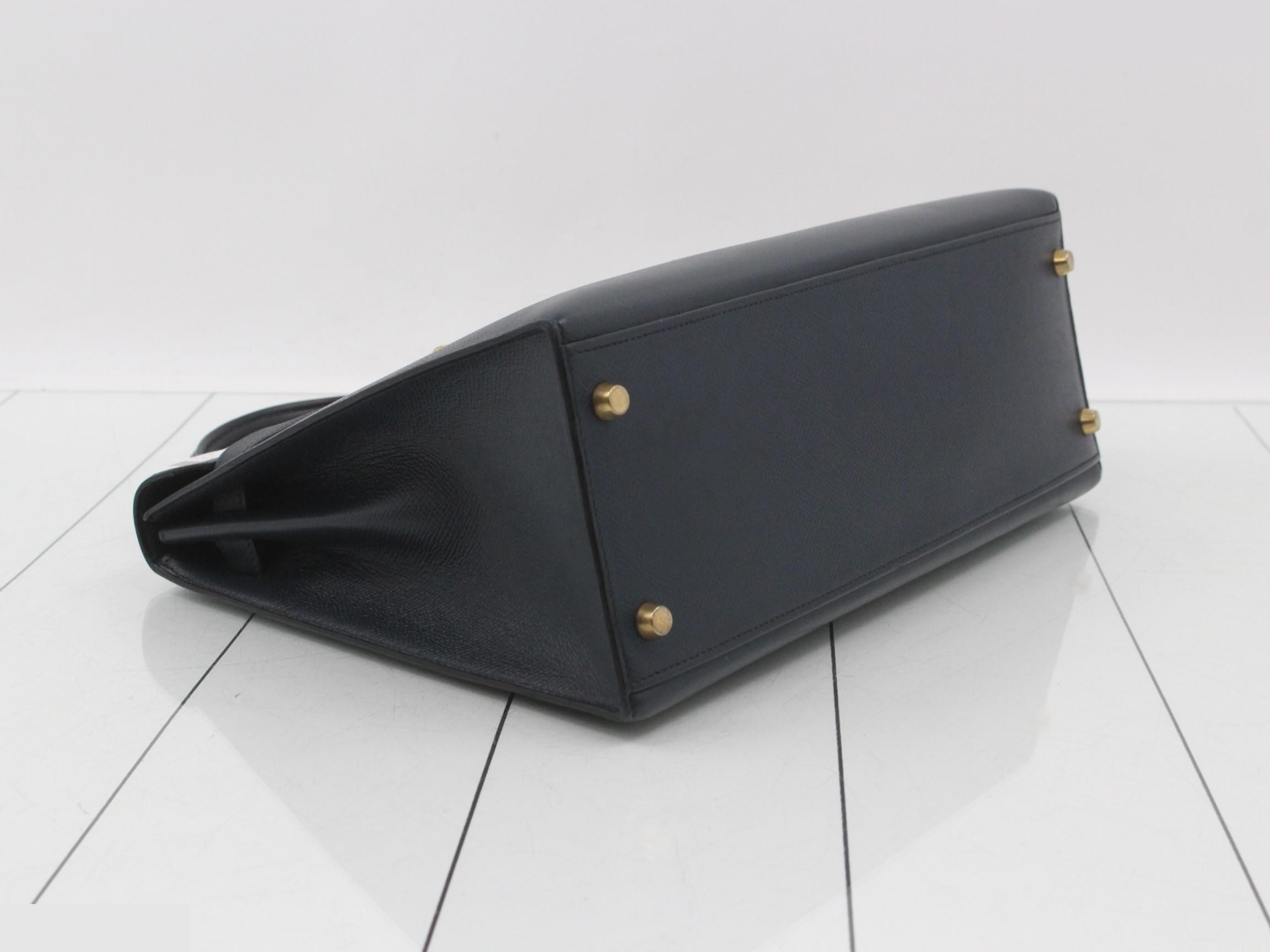 Kelly 32, Courchevel leather, Blue Indigo, Gold hardware, X — view 6