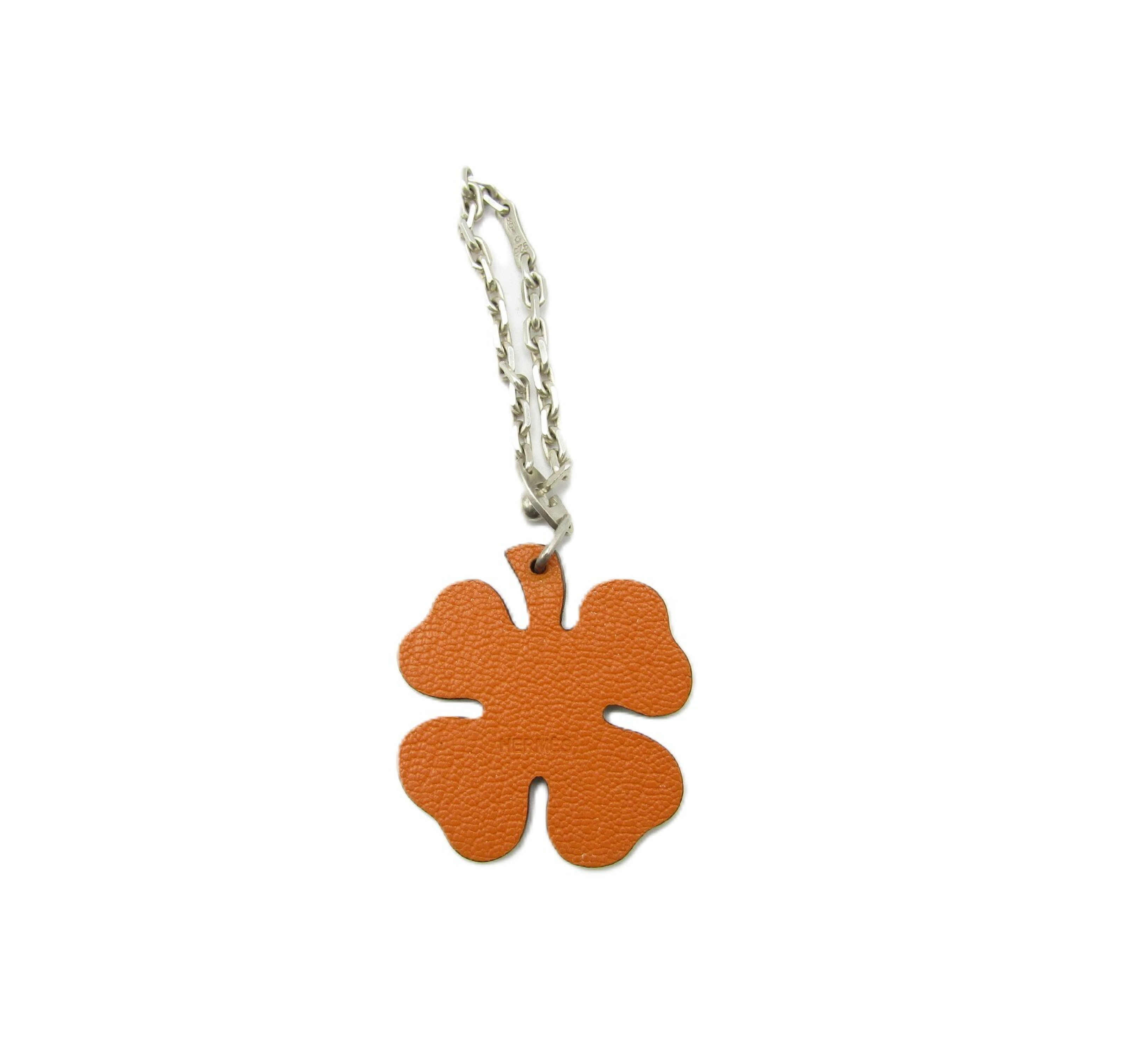 Lucky 4 Clover Charm Chevre Leather SV925 Chain Green — view 2