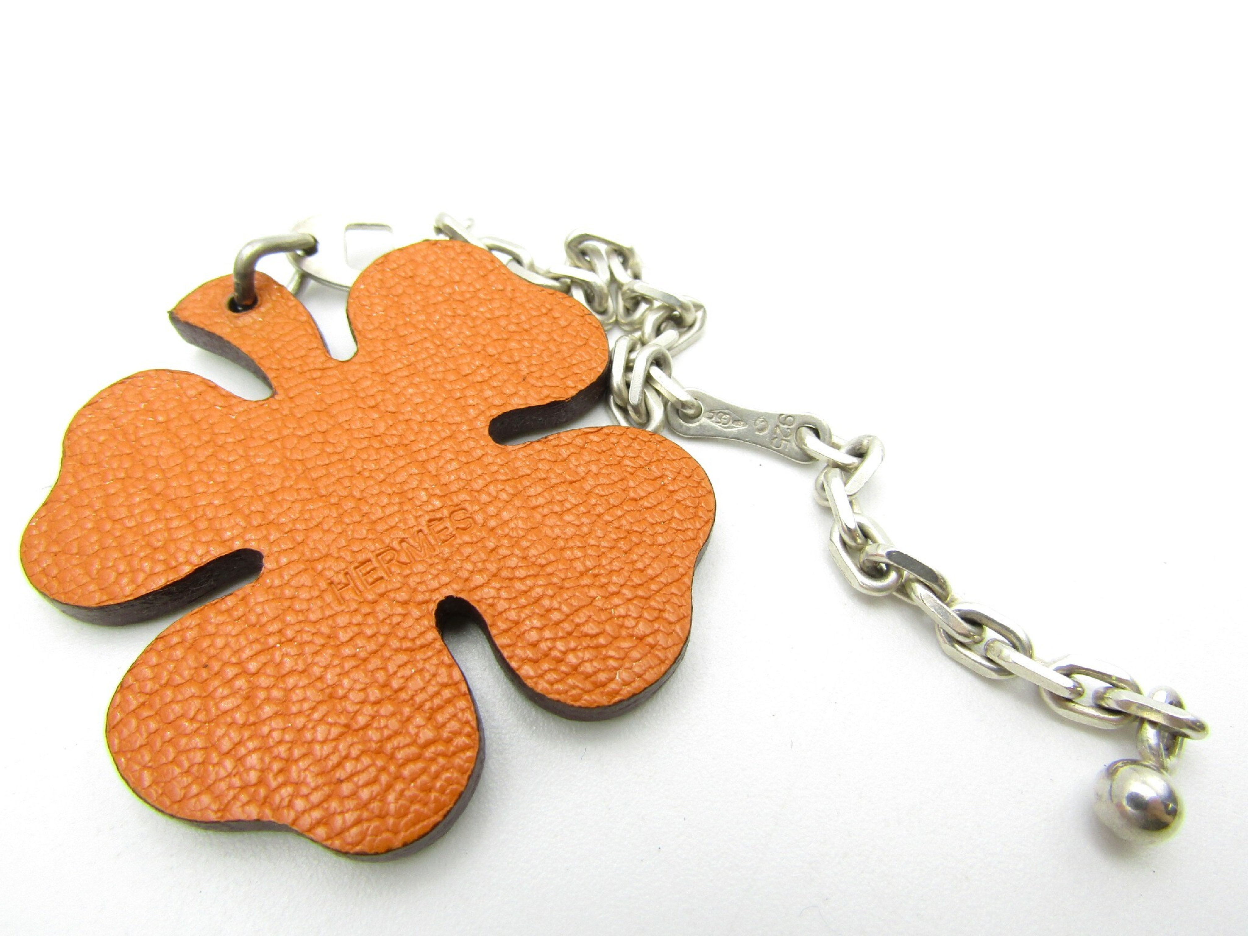 Lucky 4 Clover Charm Chevre Leather SV925 Chain Green — view 3