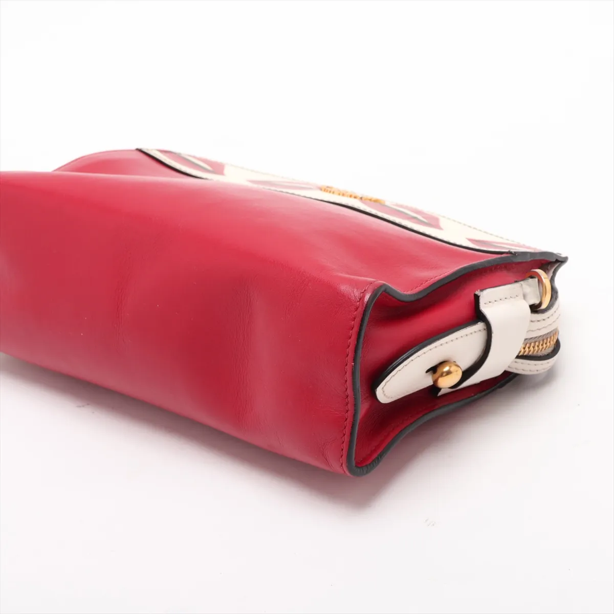 Saffiano City Leather Shoulder Bag, Red, 1BH043 — view 3