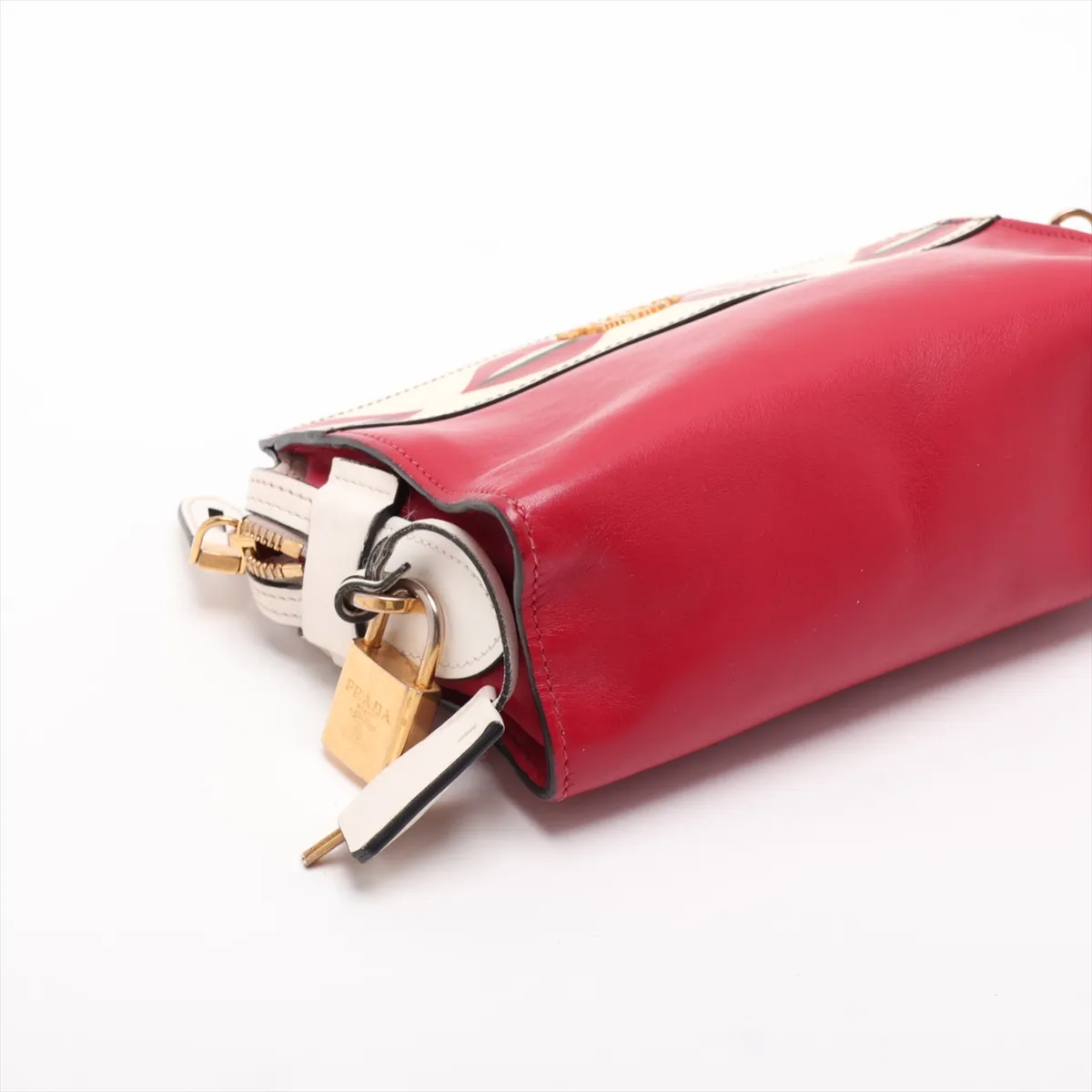 Saffiano City Leather Shoulder Bag, Red, 1BH043 — view 4