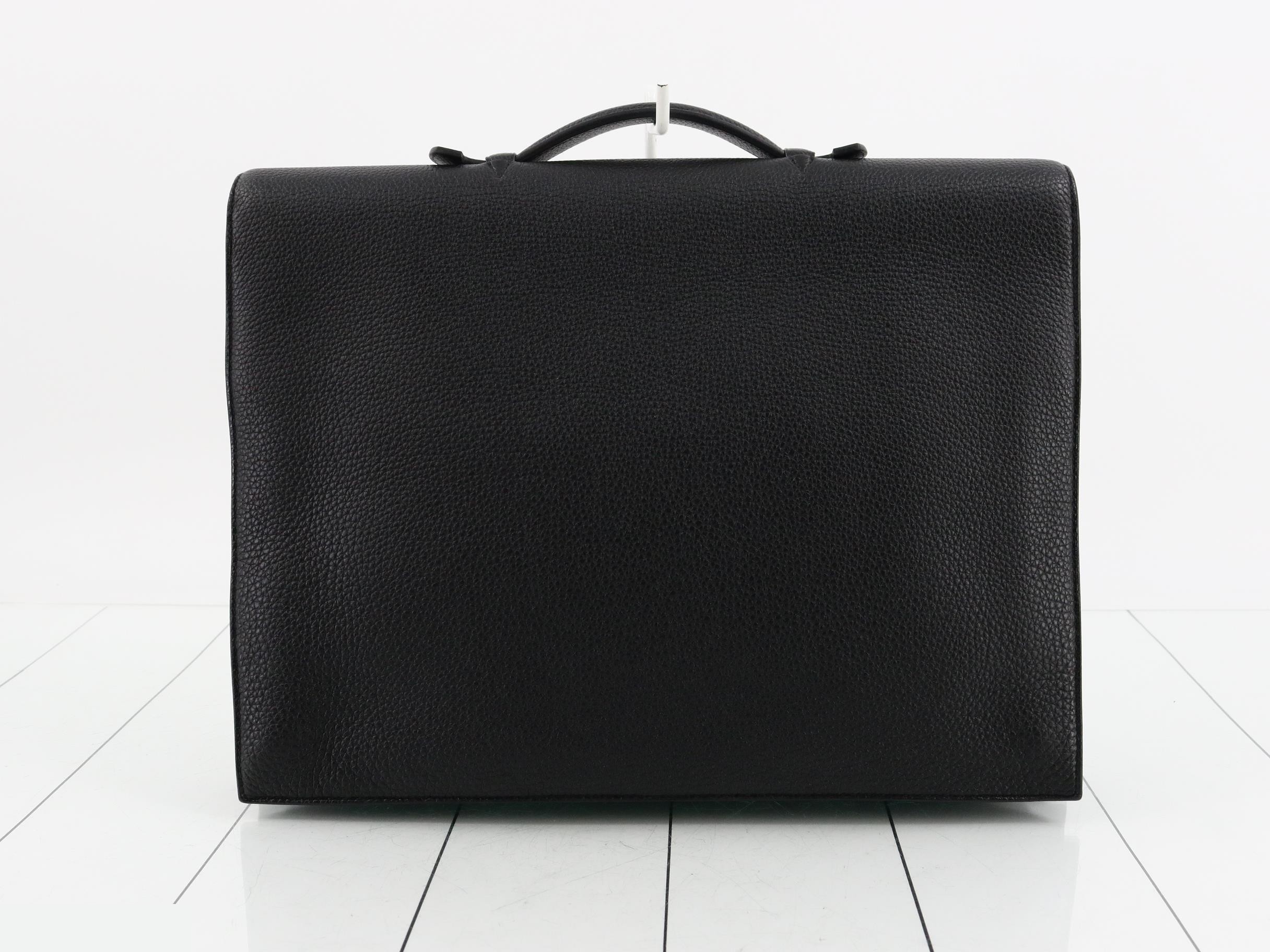 Sac à Dépêches Leather Business Bag, Q Stamp, Black — view 2