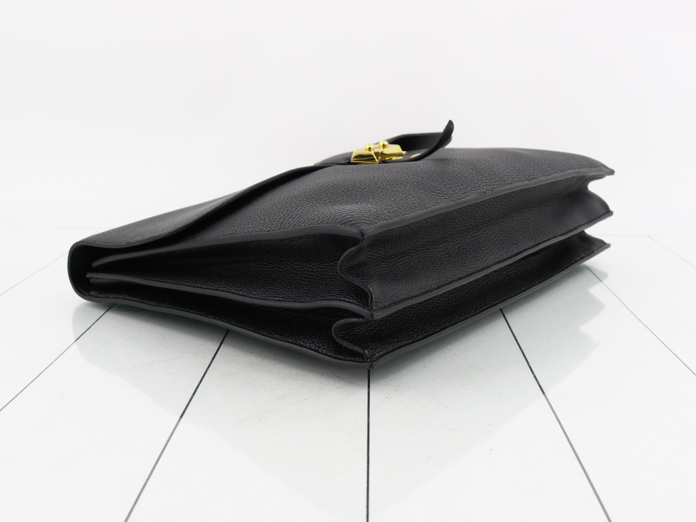 Sac à Dépêches Leather Business Bag, Q Stamp, Black — view 5