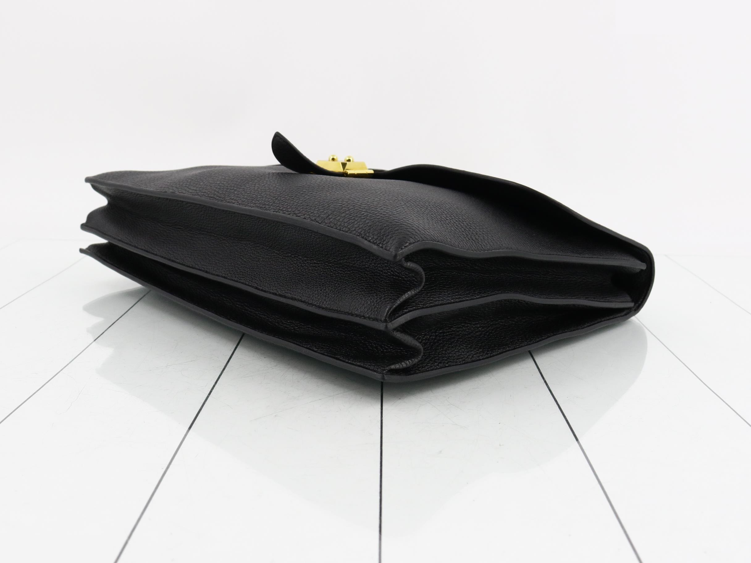 Sac à Dépêches Leather Business Bag, Q Stamp, Black — view 6