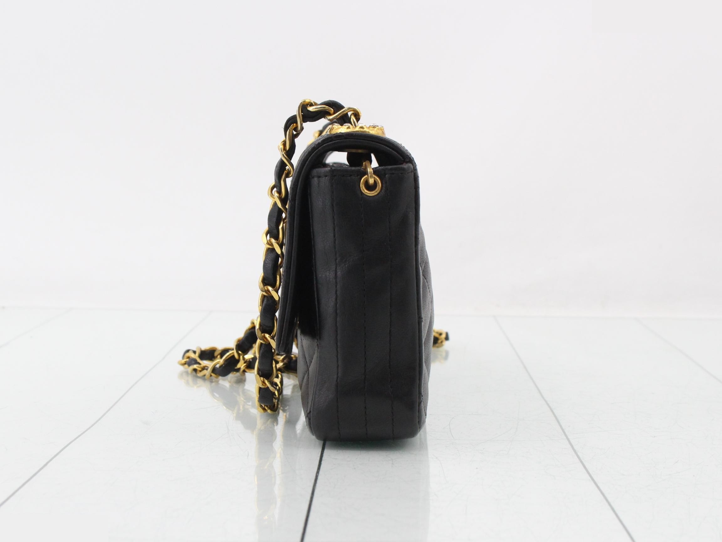 Leather, rhinestone, Coco Mark chain shoulder bag — view 3