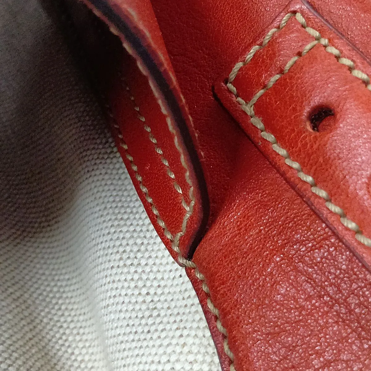 Canvas x Leather Shoulder Bag, Beige x Brown, 137592 — view 13