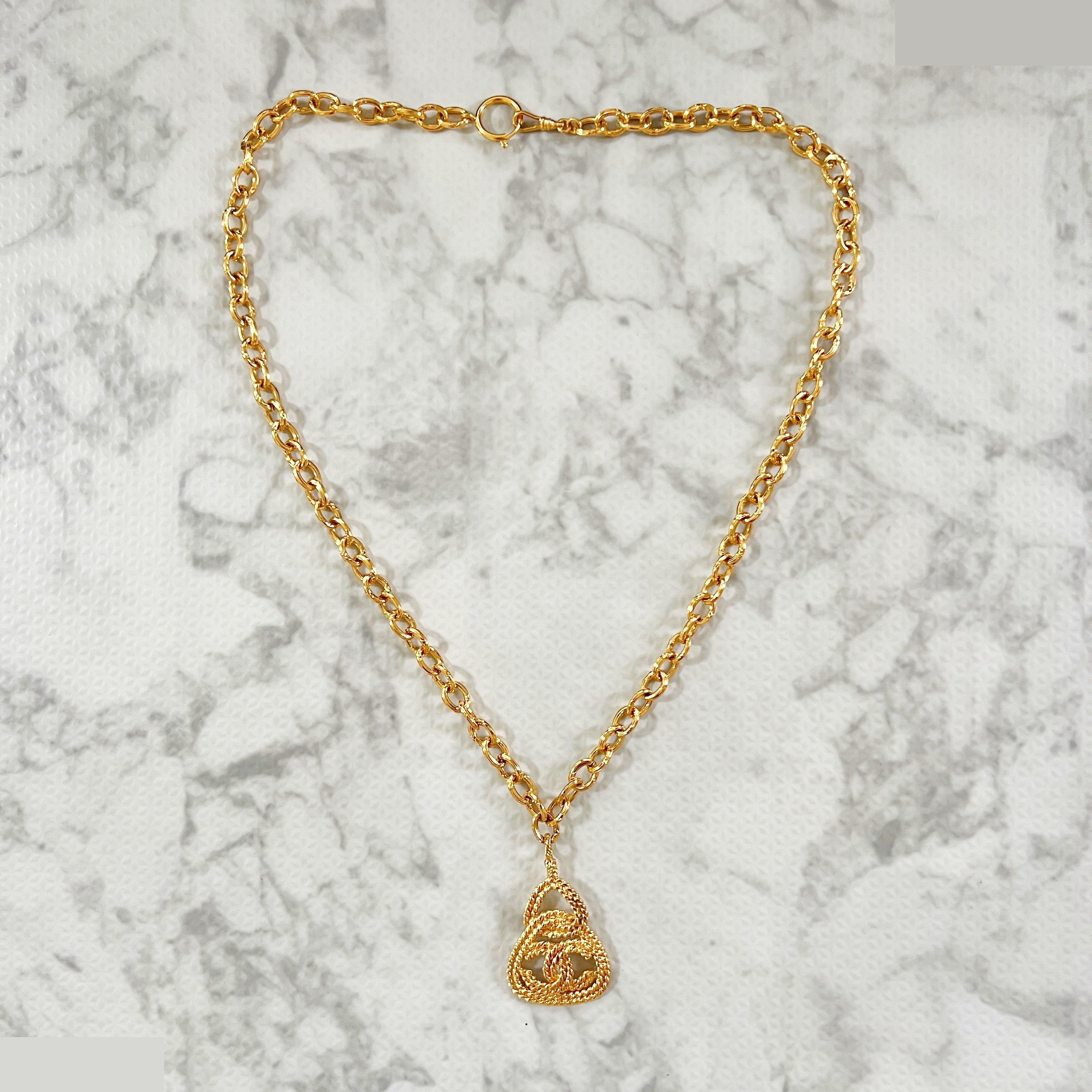 93A Triangle Chain Coco Mark Long Necklace — view 5