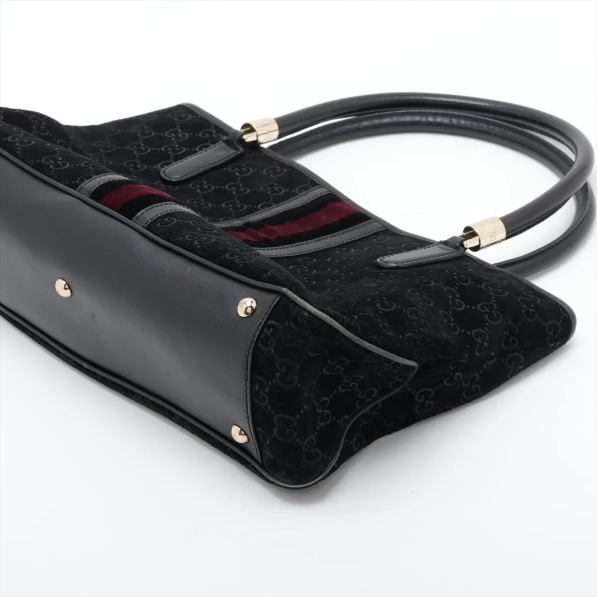 GG Sherry Line 161717 Suede x Leather Tote Bag, Black — view 3