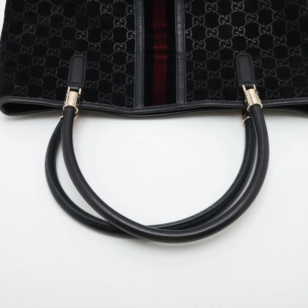 GG Sherry Line 161717 Suede x Leather Tote Bag, Black — view 5