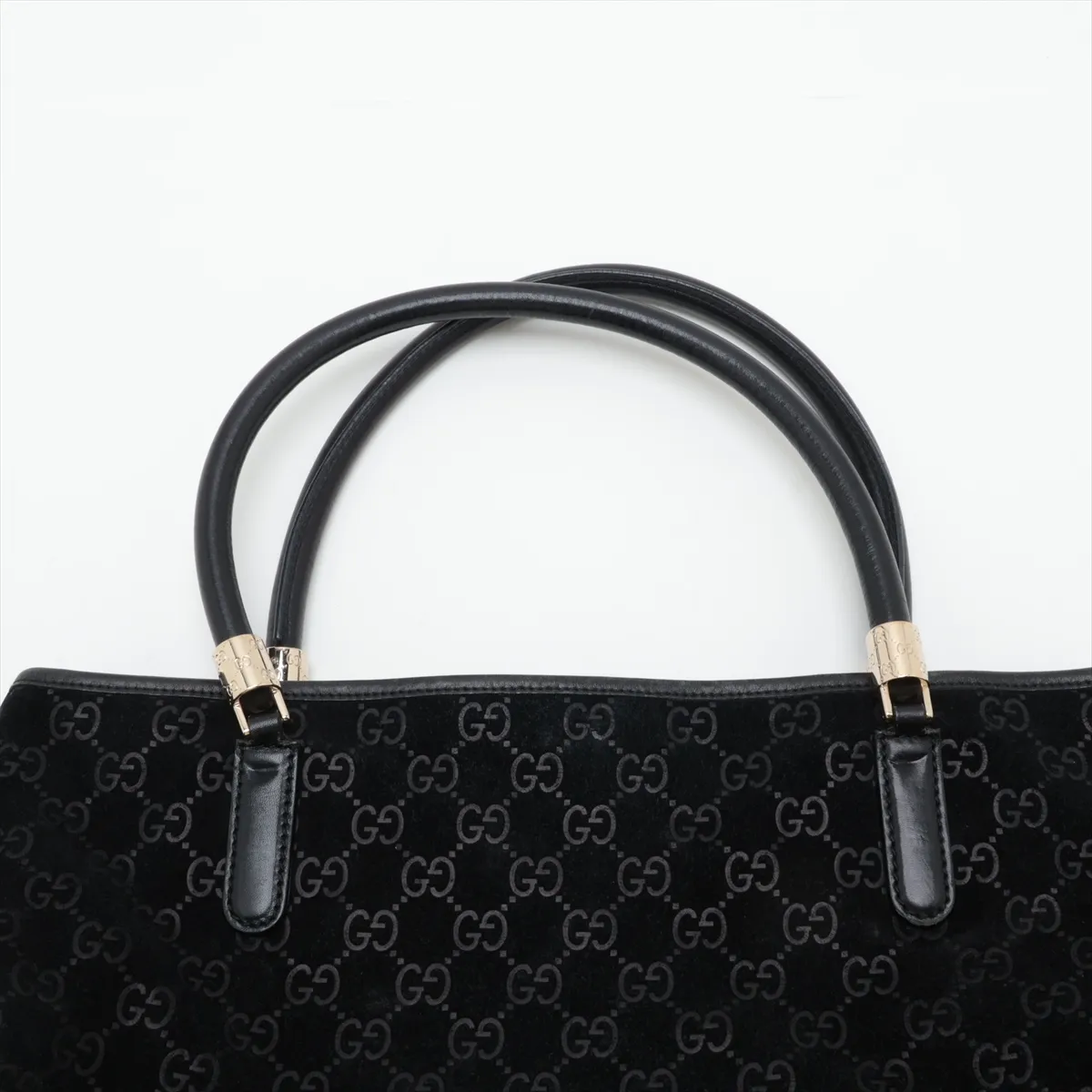 GG Sherry Line 161717 Suede x Leather Tote Bag, Black — view 6
