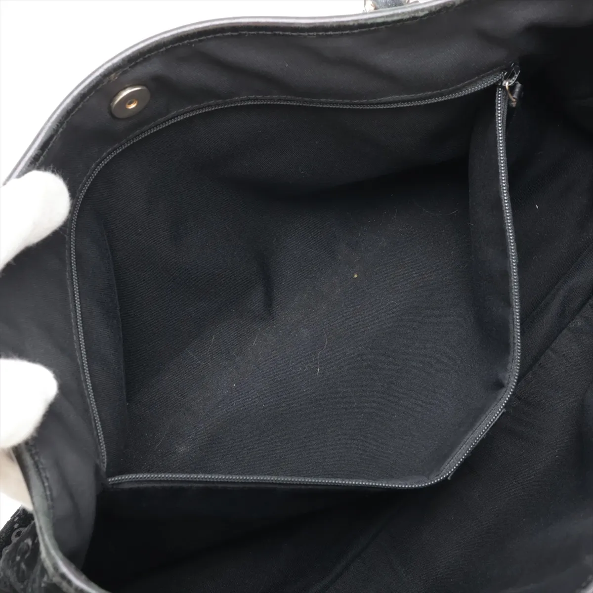 GG Sherry Line 161717 Suede x Leather Tote Bag, Black — view 8
