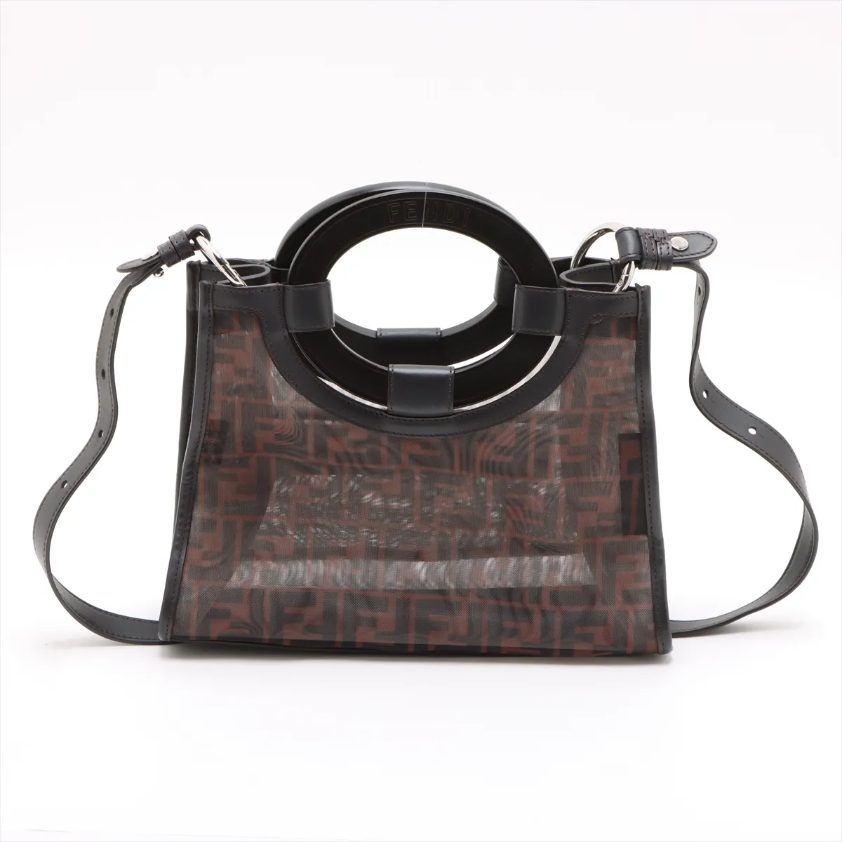 Zucca Runaway Shopper Mesh x Leather 2WAY Handbag Brown 8BH353 — view 2