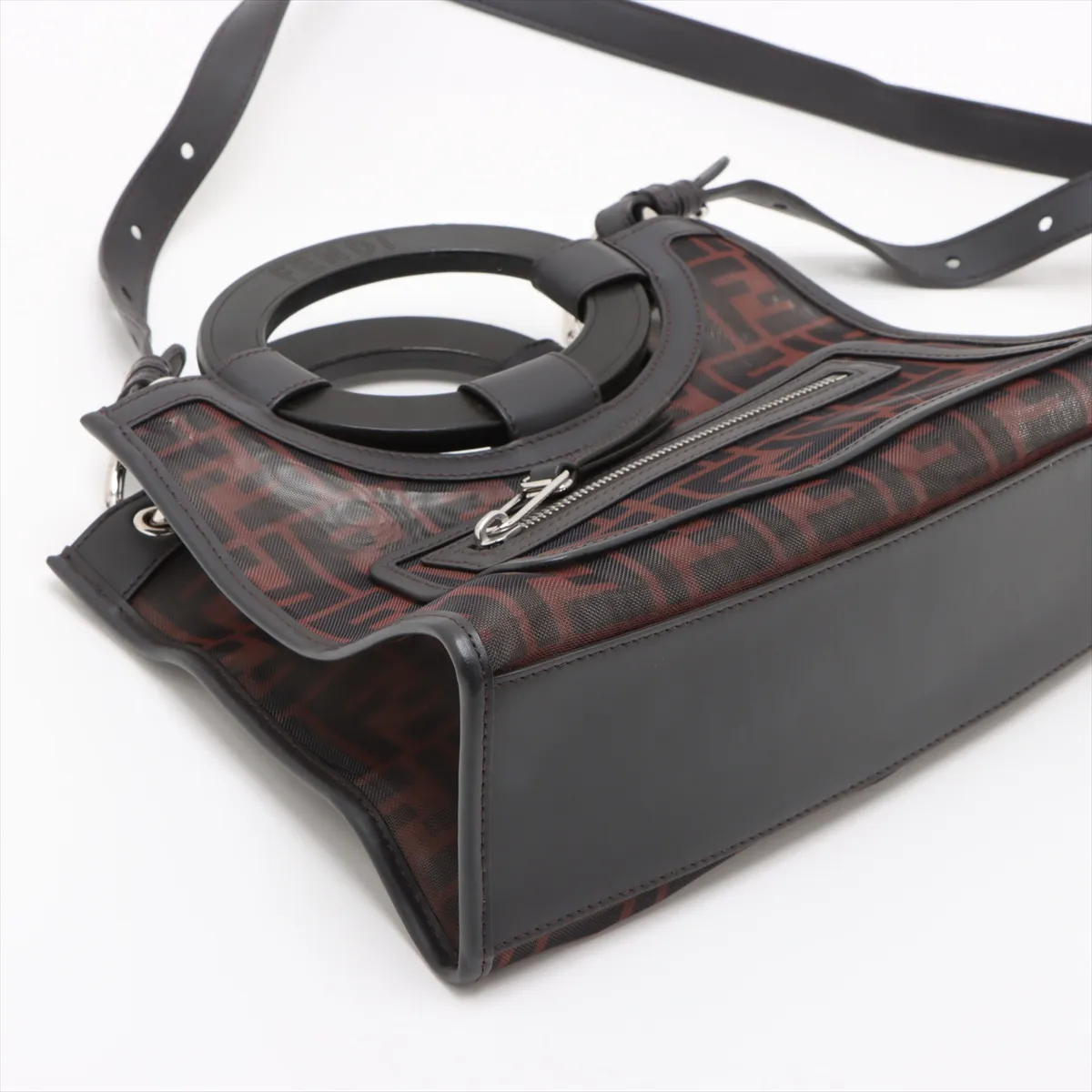 Zucca Runaway Shopper Mesh x Leather 2WAY Handbag Brown 8BH353 — view 4