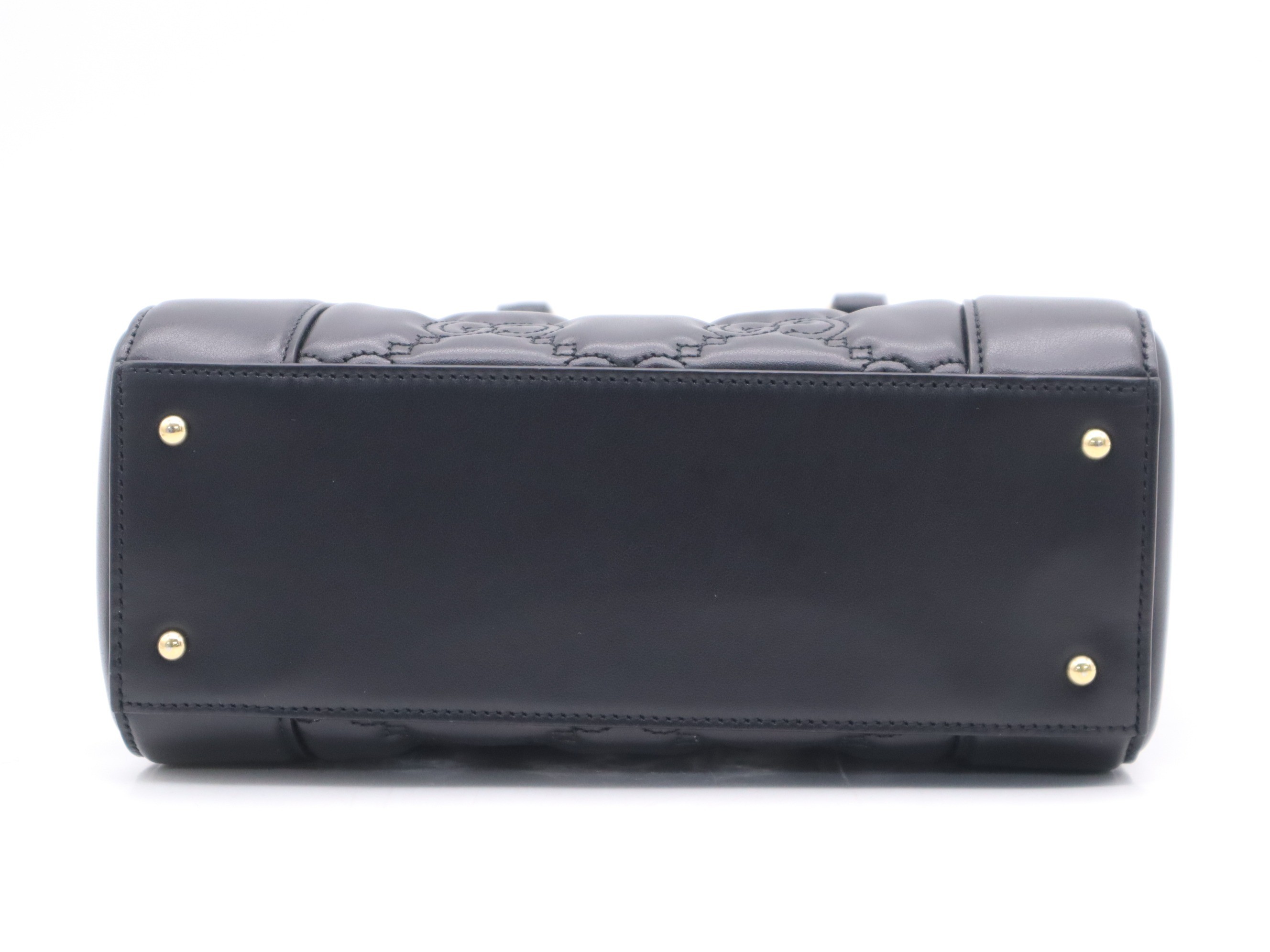 Leather GG Matelassé quilted handbag, black, gold hardware. — view 4