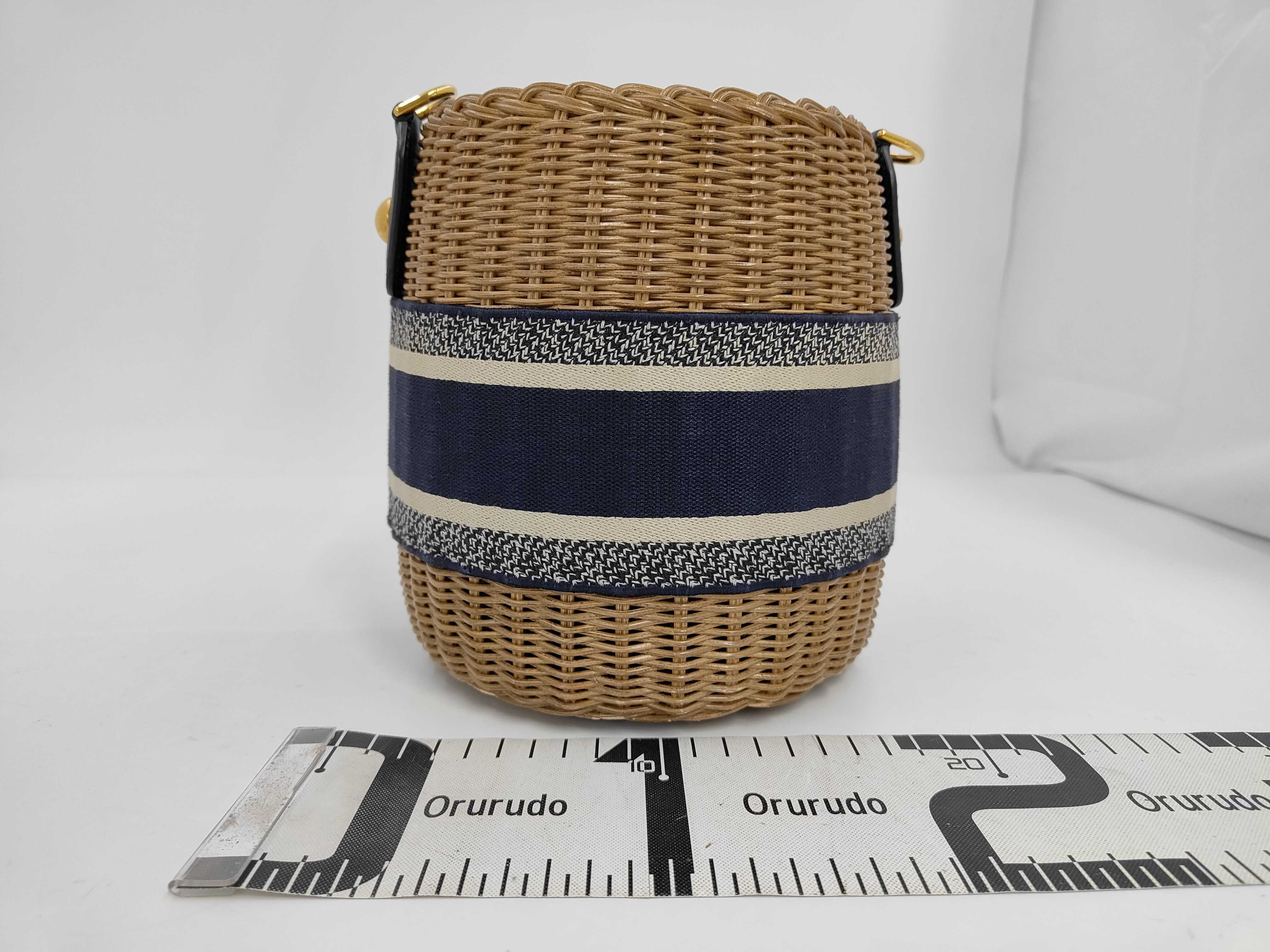 2272 Oblique Wicker Basket Navy Shoulder Bag — view 2