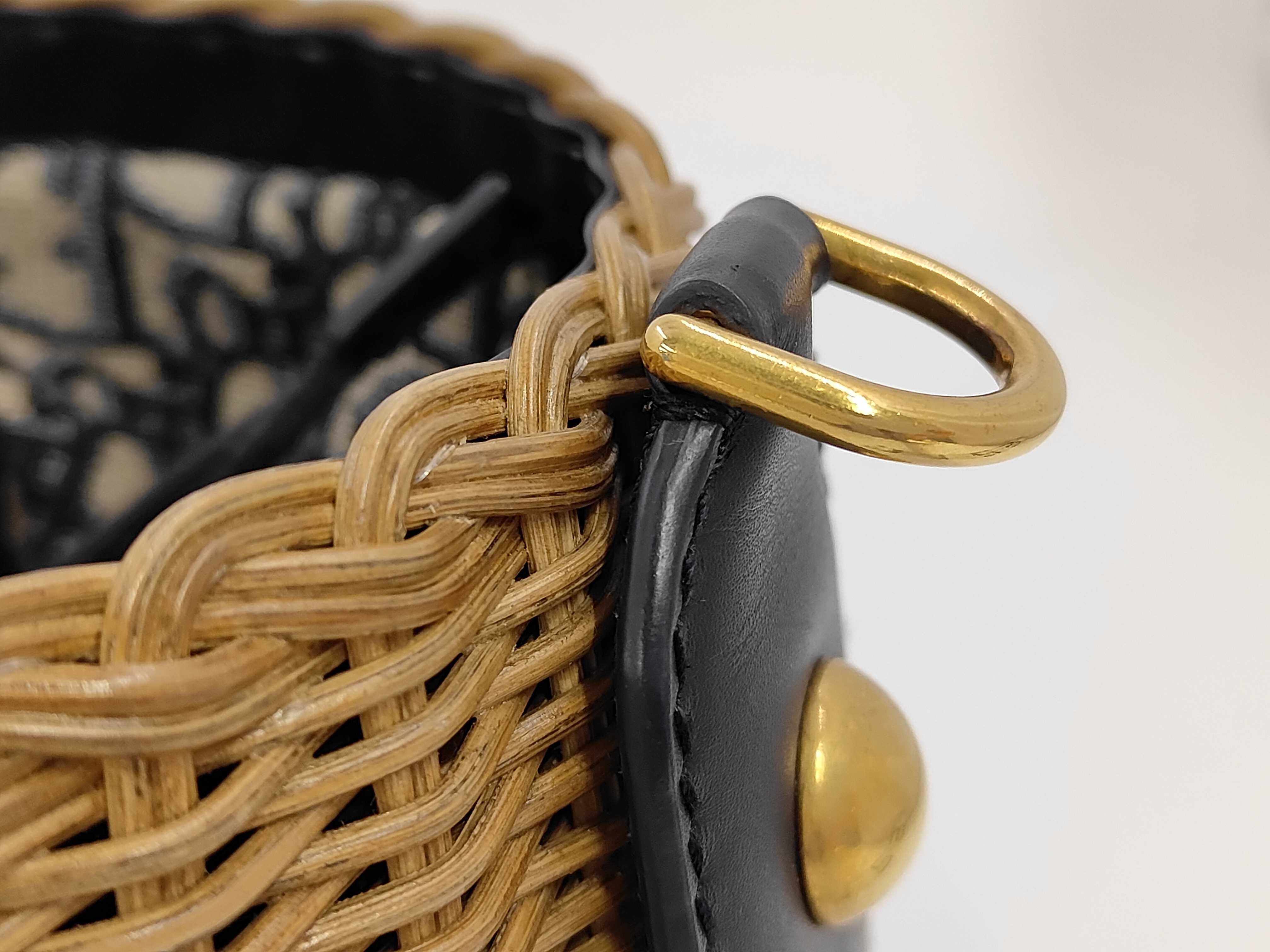2272 Oblique Wicker Basket Navy Shoulder Bag — view 3