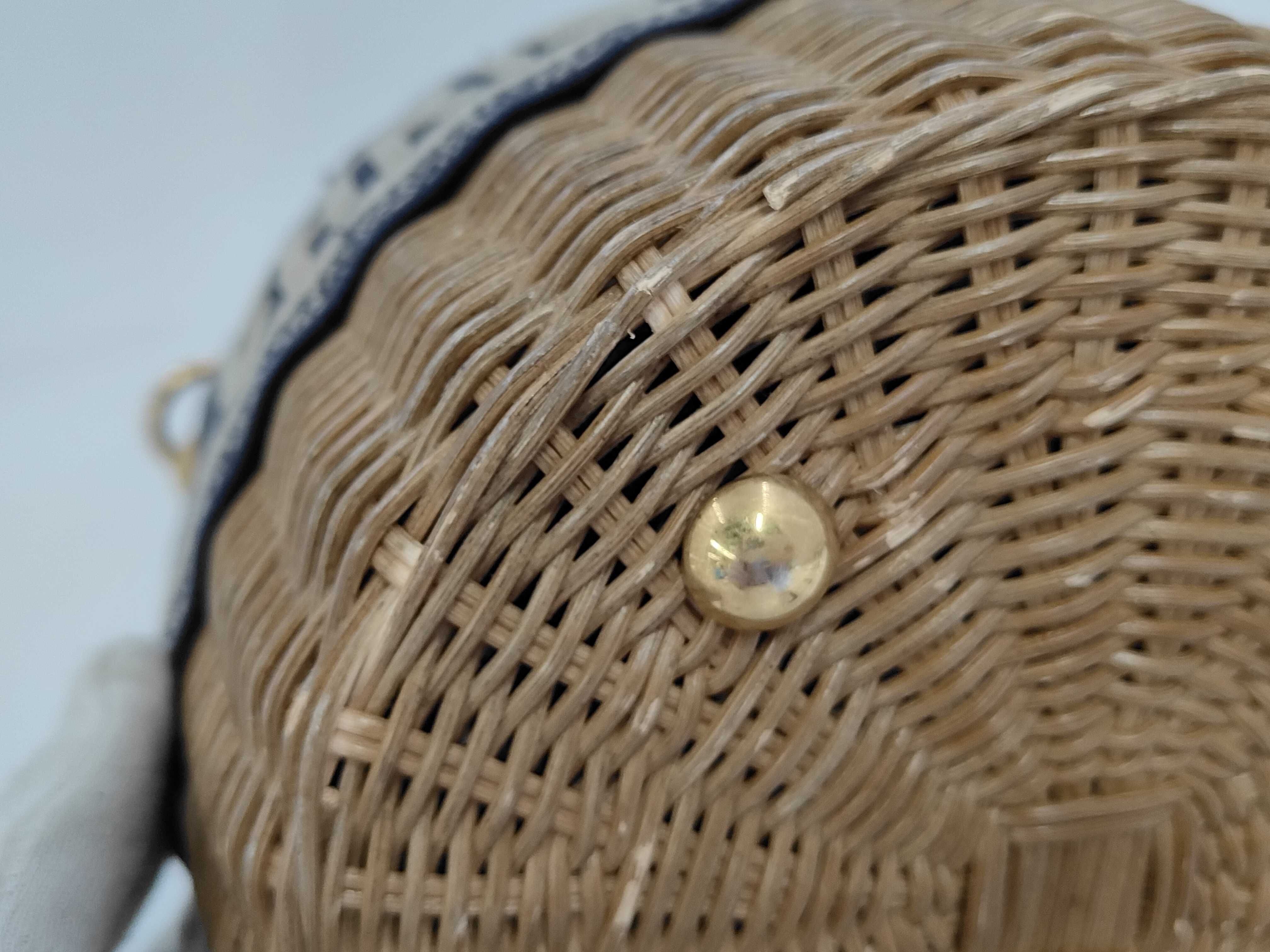 2272 Oblique Wicker Basket Navy Shoulder Bag — view 4