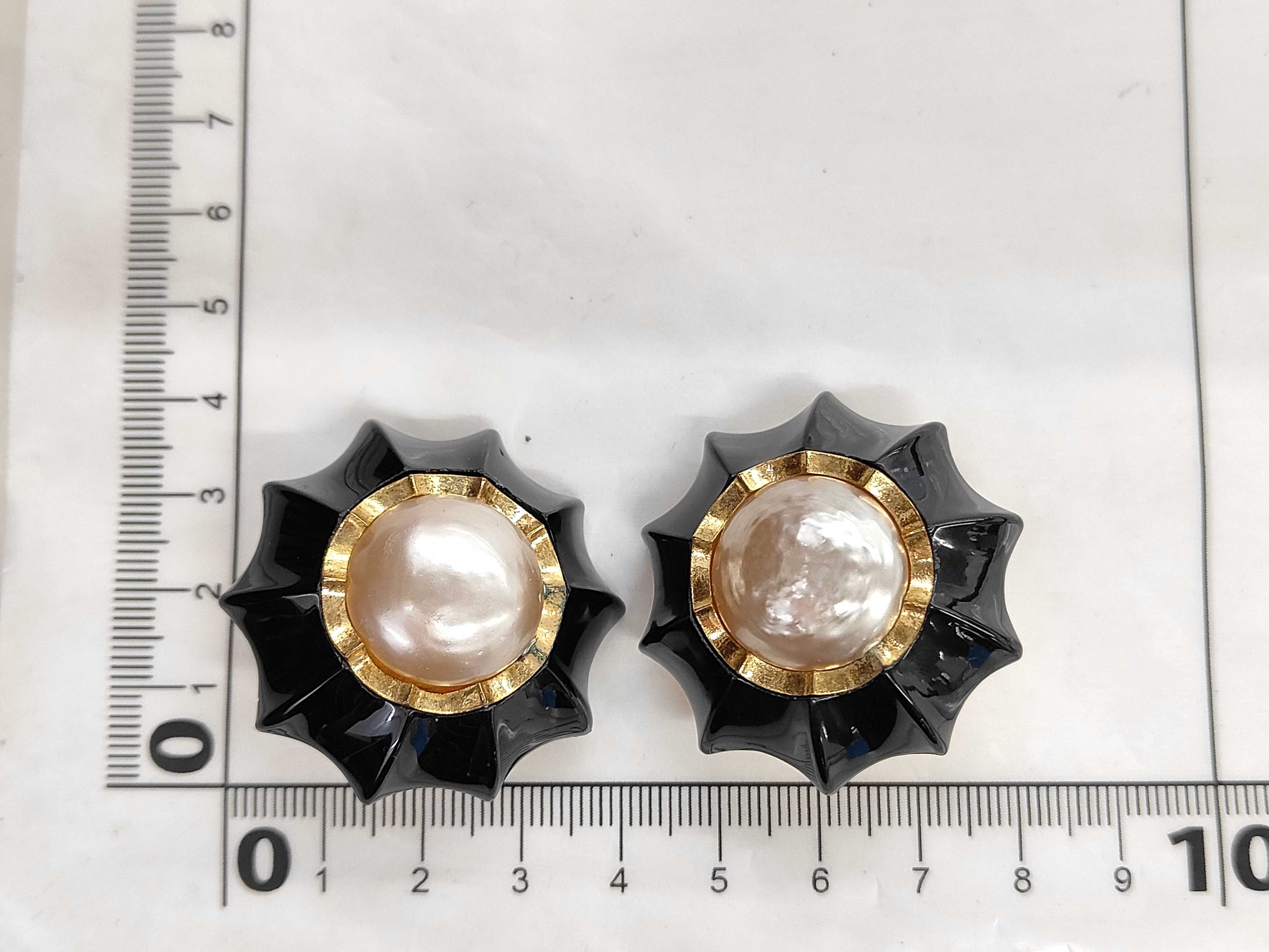 Pearl Earrings, Resin x GP, Black x Gold, Sizes 2 & 6 — view 6