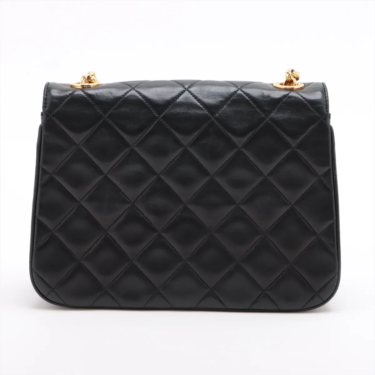 Matelasse Lambskin Single Flap Single Chain Bag Black Gold Hardware — view 2
