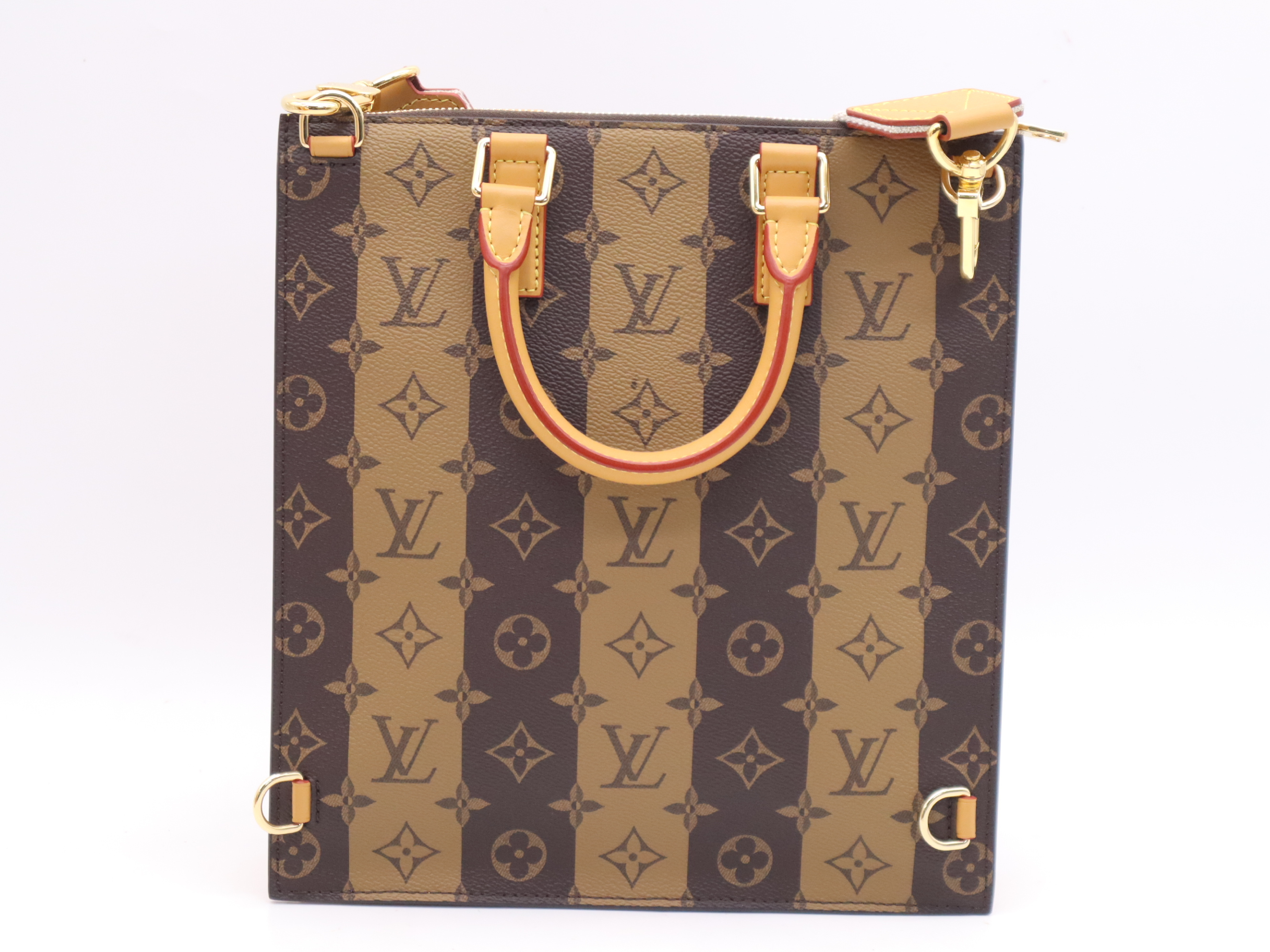 M45969 Monogram Stripe Sac Plat Messenger Bag with Shoulder Strap, Name Tag, Box, and Dust Bag. REID (Recycled) confirmed. — view 2
