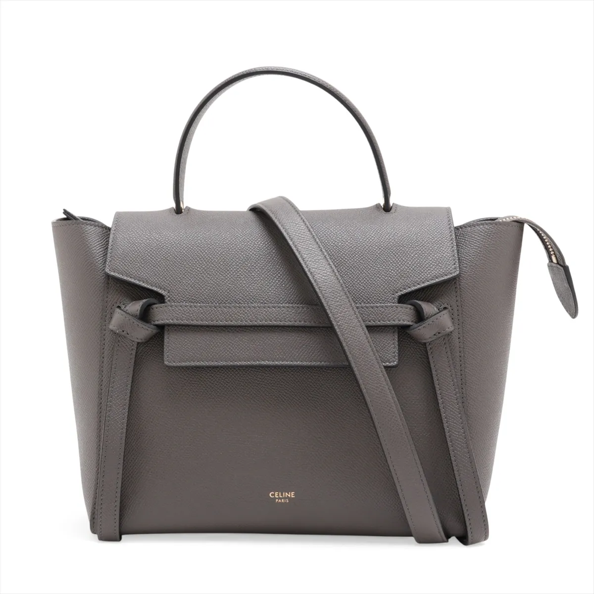 Belt Bag Micro Leather 2-Way Handbag, Gray