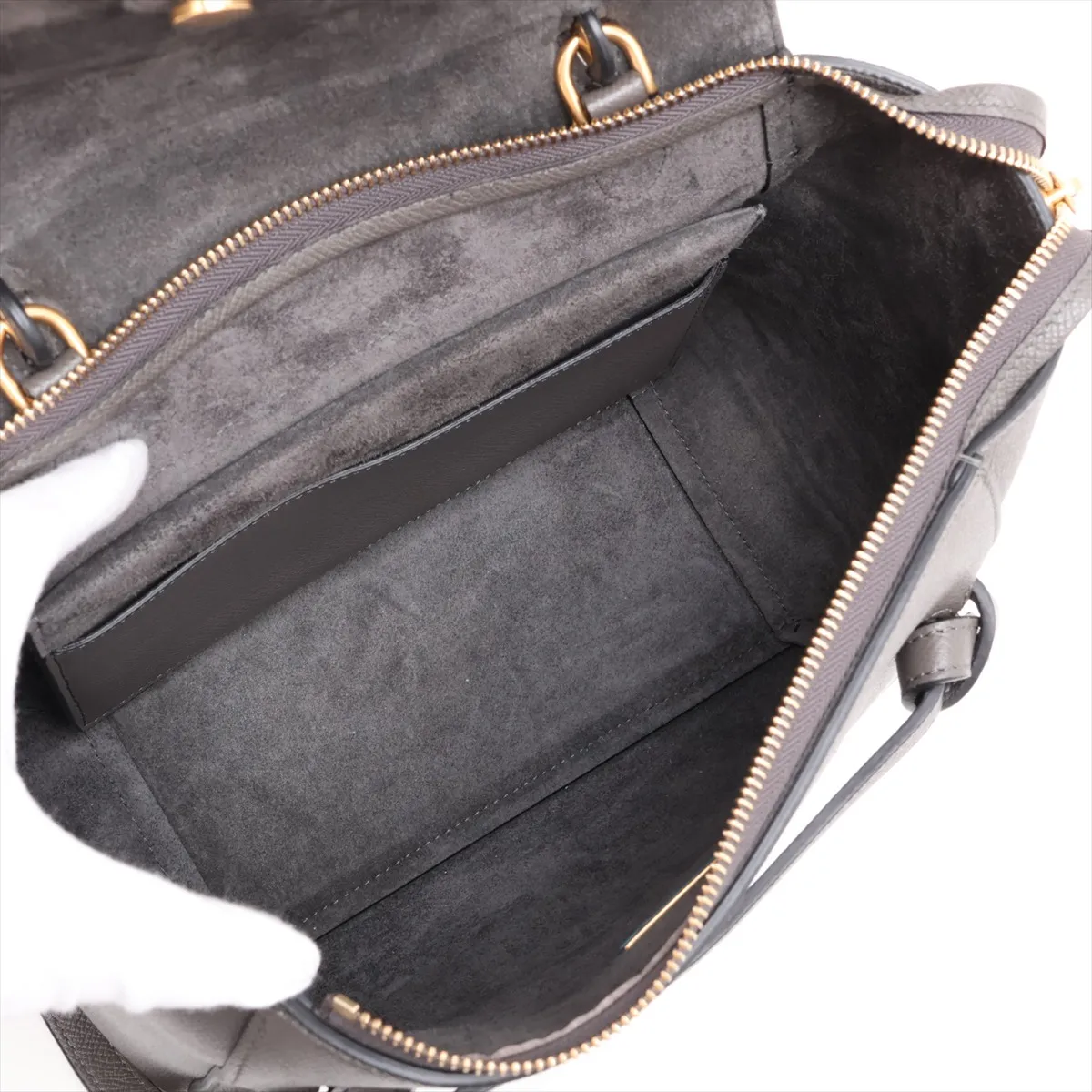 Belt Bag Micro Leather 2-Way Handbag, Gray — view 8