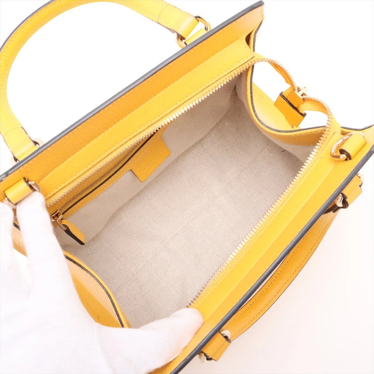 Soho Leather 2-Way Handbag, Yellow, 607722 (Outlet) — view 8