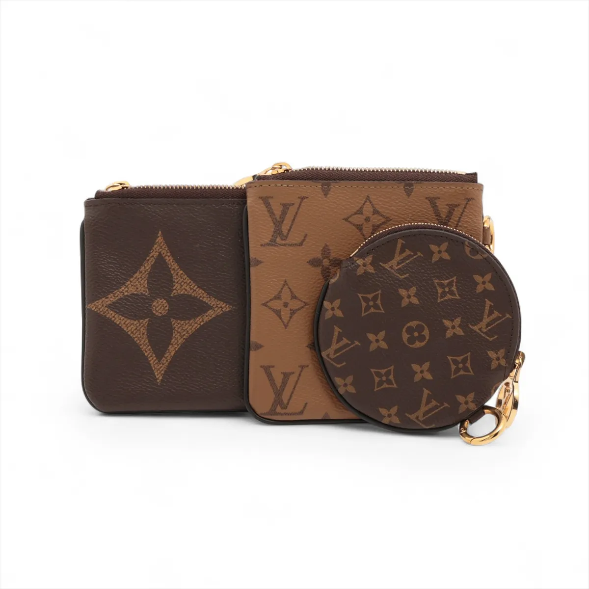 Giant Monogram Reverse Pochette Trio M68756 CN0280 Brown Pouch (RFID detected)