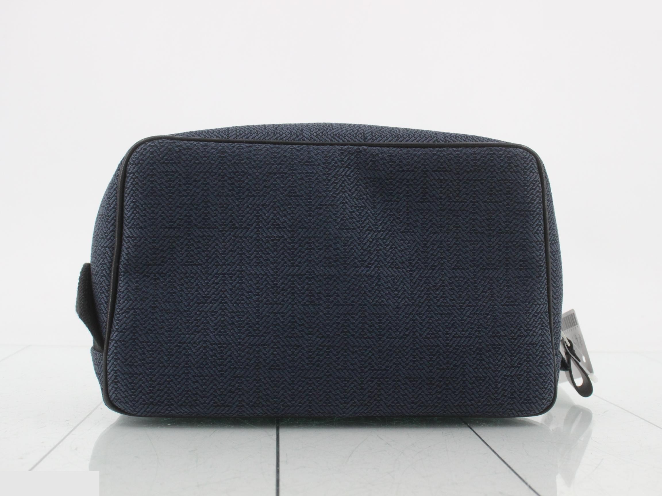 Toile Chevron Globe-Trotter MM Second Bag (Navy) — view 2