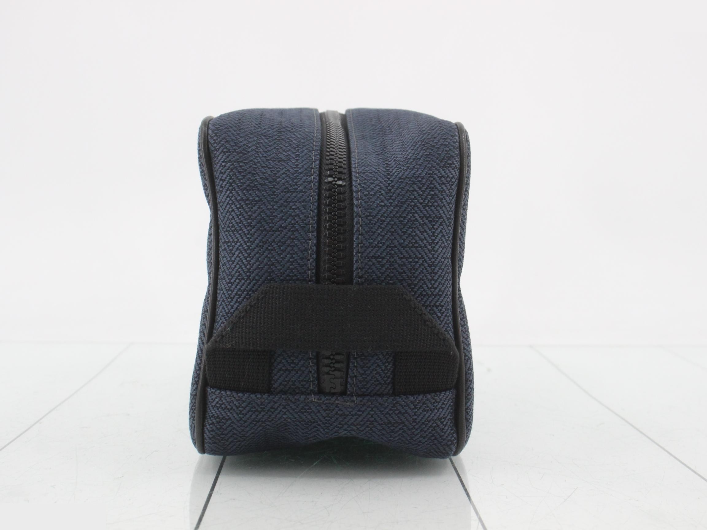 Toile Chevron Globe-Trotter MM Second Bag (Navy) — view 3