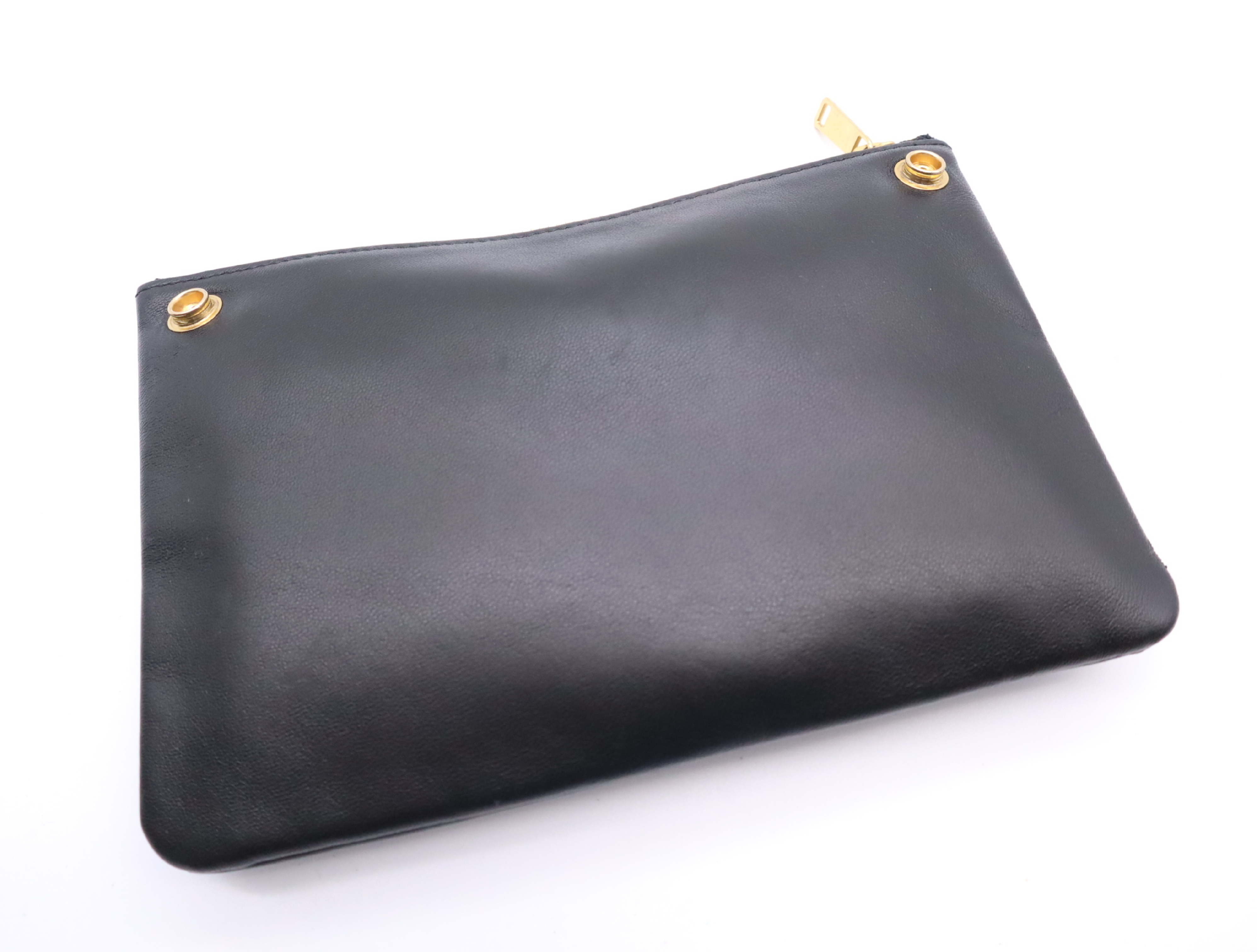 Leather Trio Shoulder Bag, Black with Gold Hardware — view 14