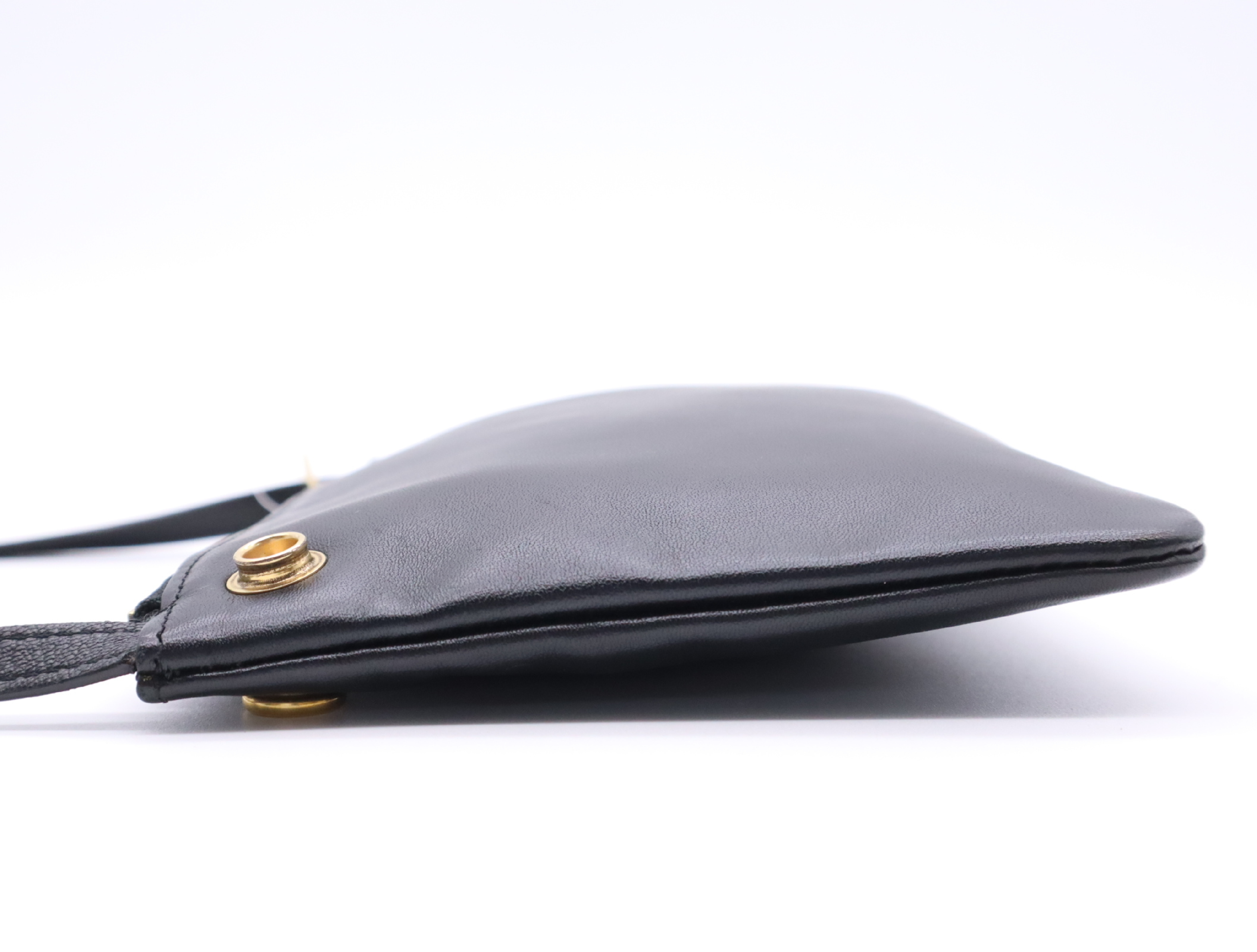 Leather Trio Shoulder Bag, Black with Gold Hardware — view 3