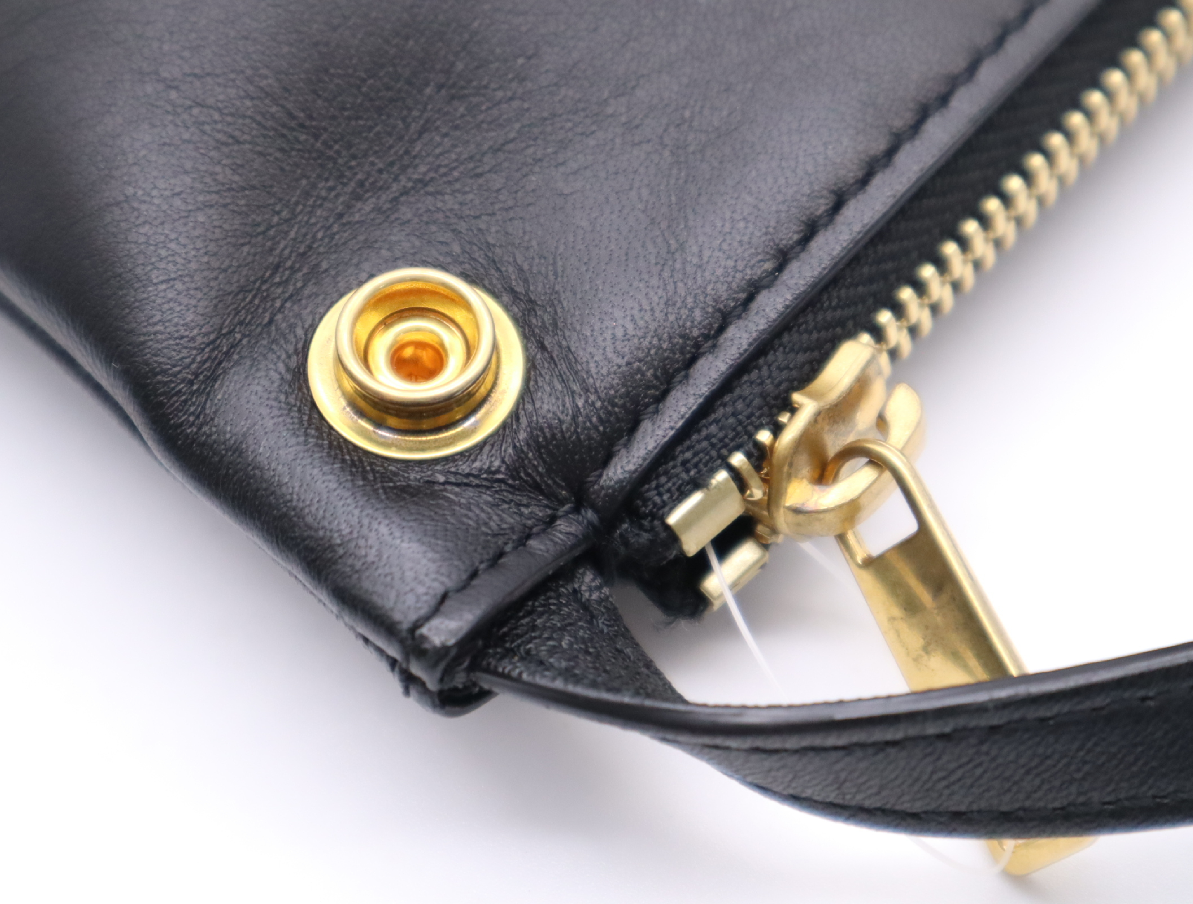 Leather Trio Shoulder Bag, Black with Gold Hardware — view 8