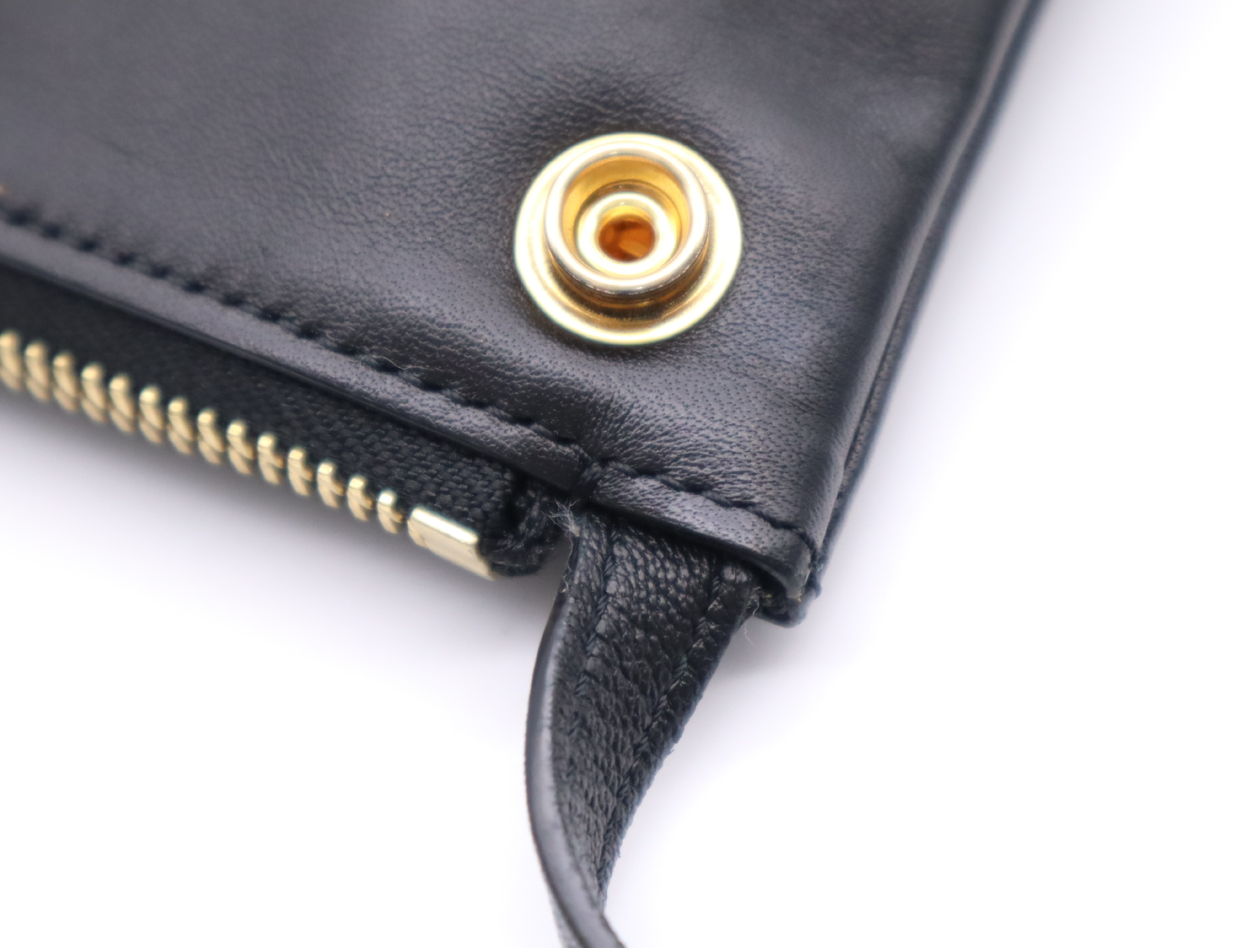 Leather Trio Shoulder Bag, Black with Gold Hardware — view 9