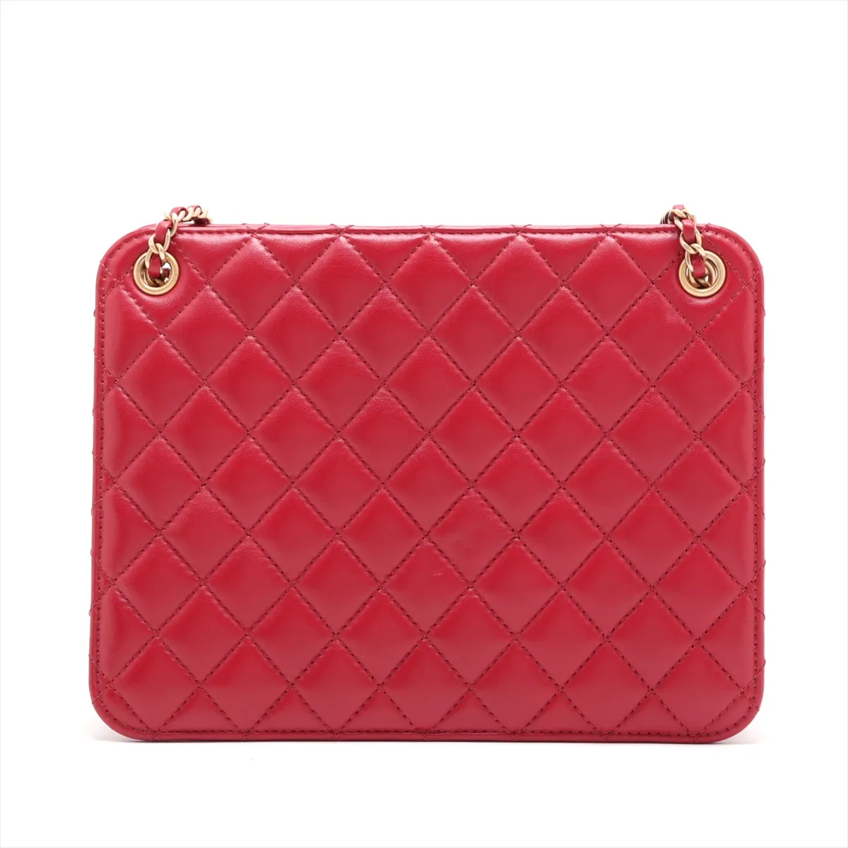 Matelassé Lambskin Chain Shoulder Bag, Red with Gold Hardware, 30545308 (Serial Number in the 30s) — view 2