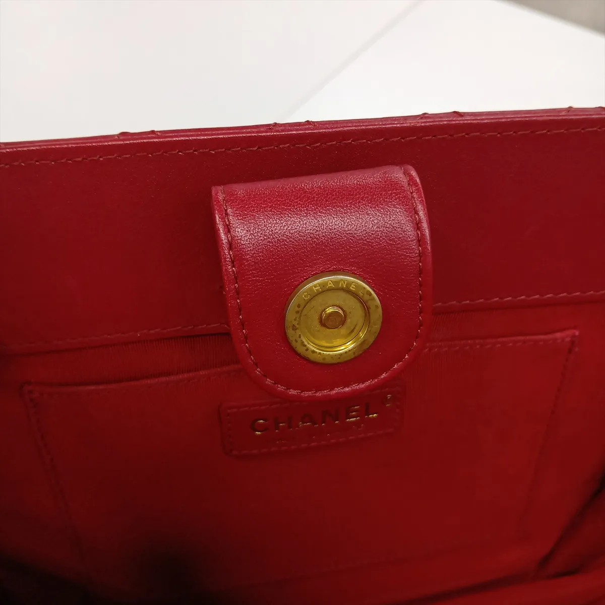Matelassé Lambskin Chain Shoulder Bag, Red with Gold Hardware, 30545308 (Serial Number in the 30s) — view 11